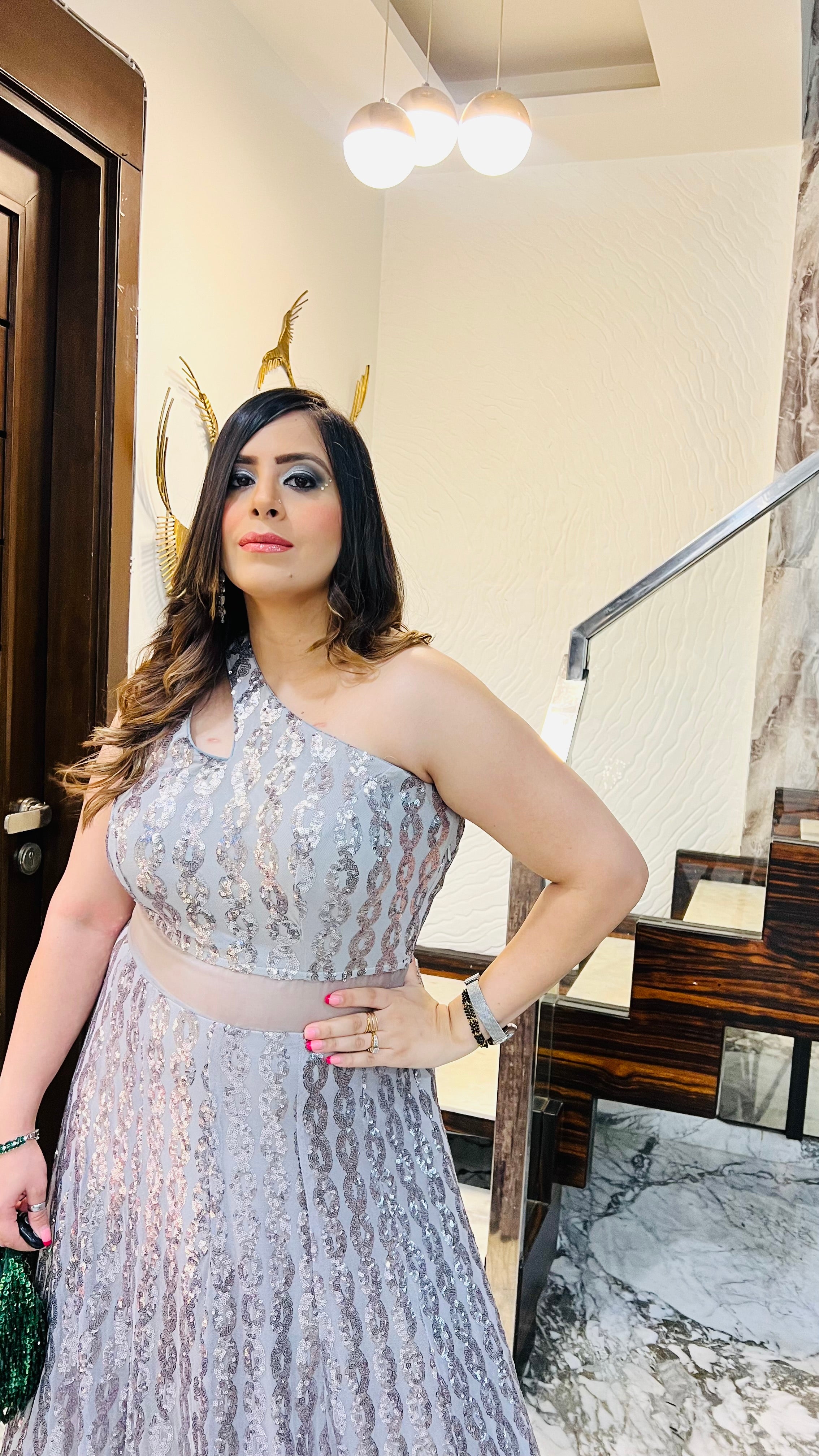 Silver Chain Sequin Gown