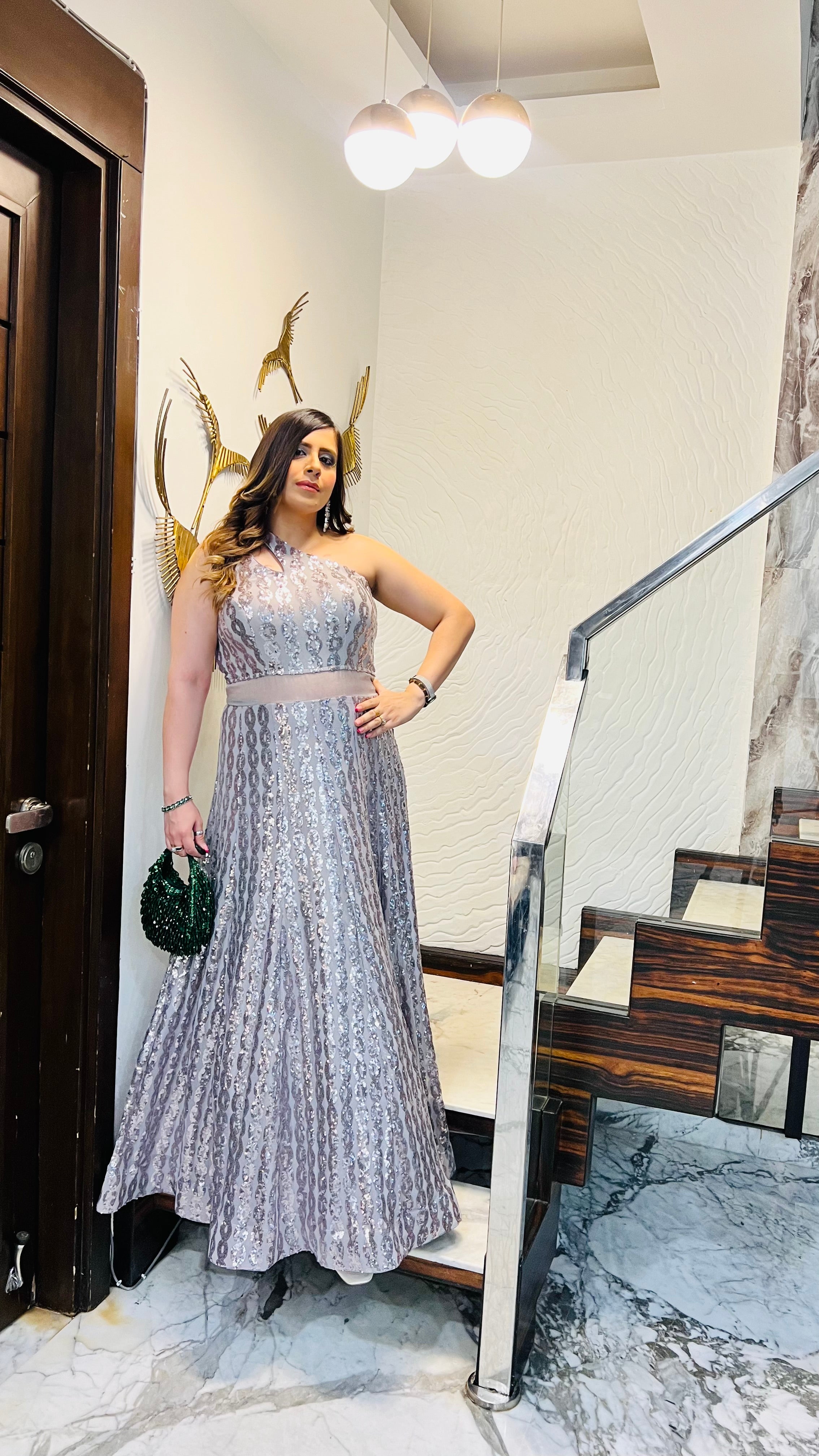 Silver Chain Sequin Gown