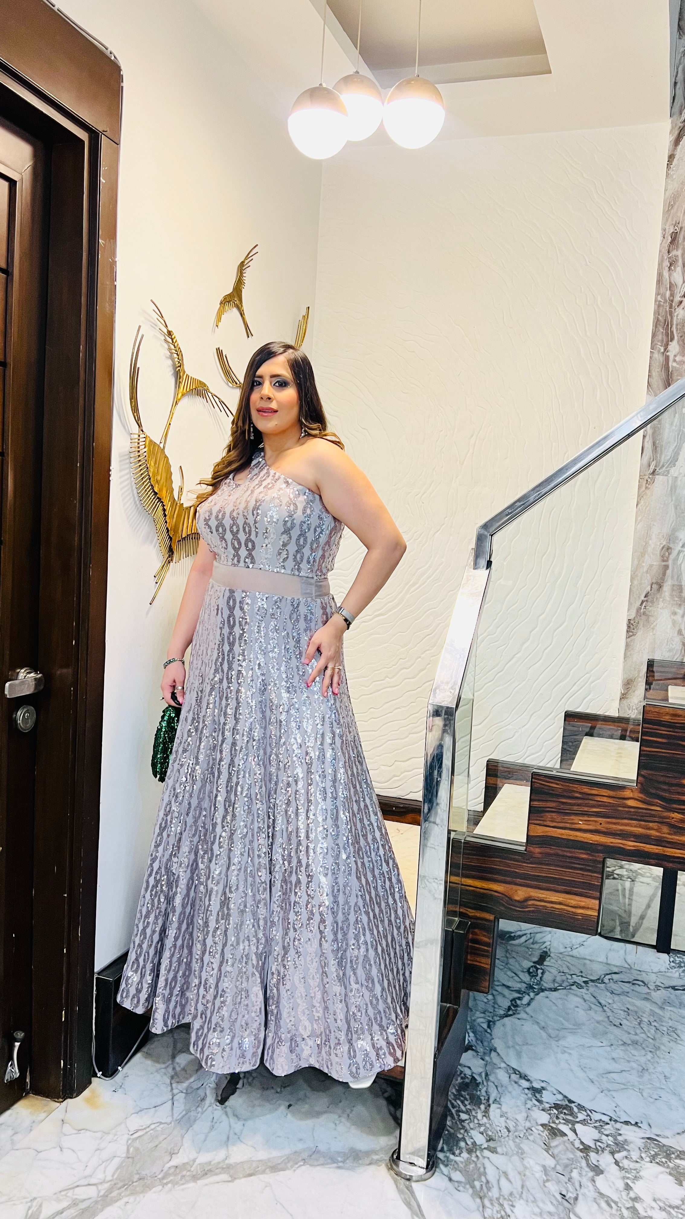 Silver Chain Sequin Gown