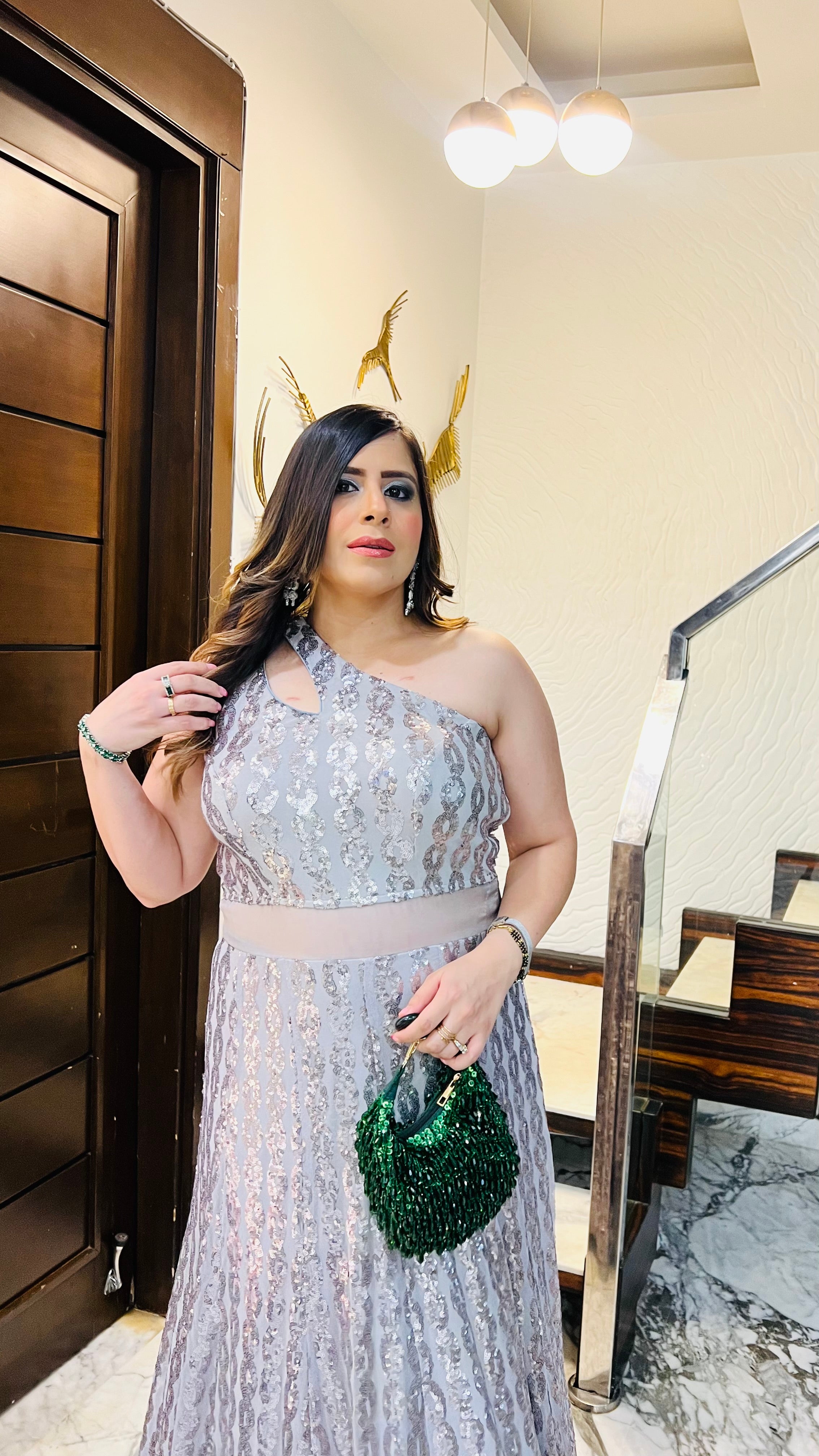 Silver Chain Sequin Gown