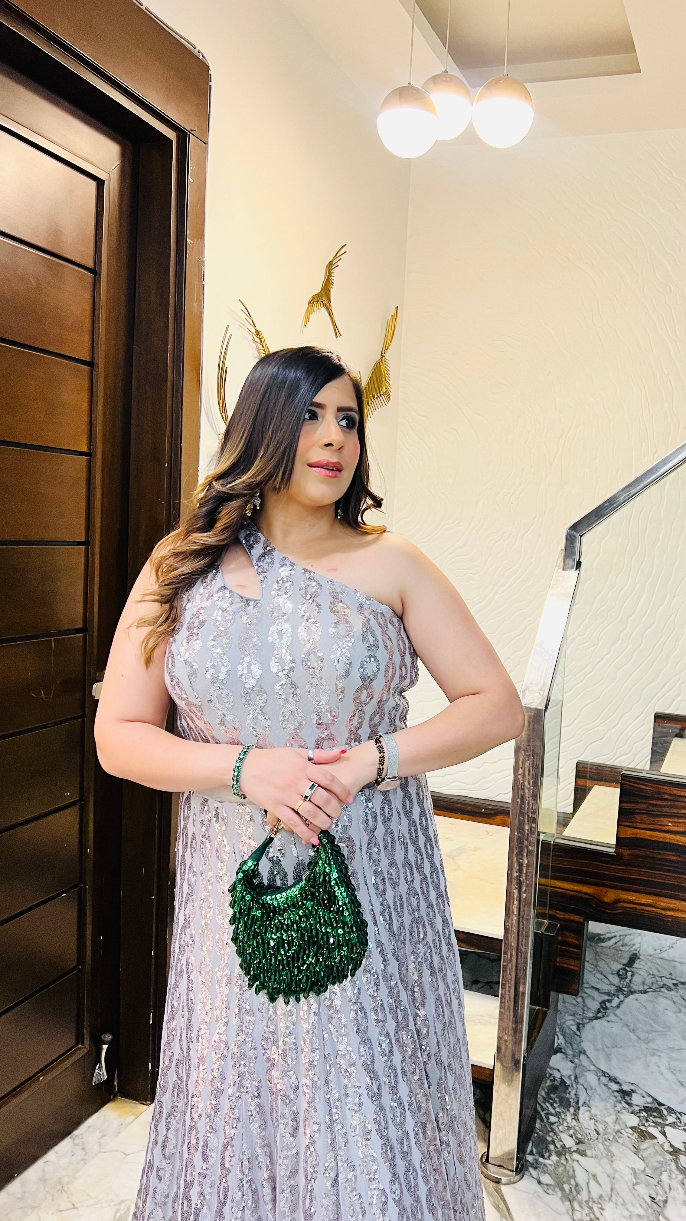 Silver Chain Sequin Gown