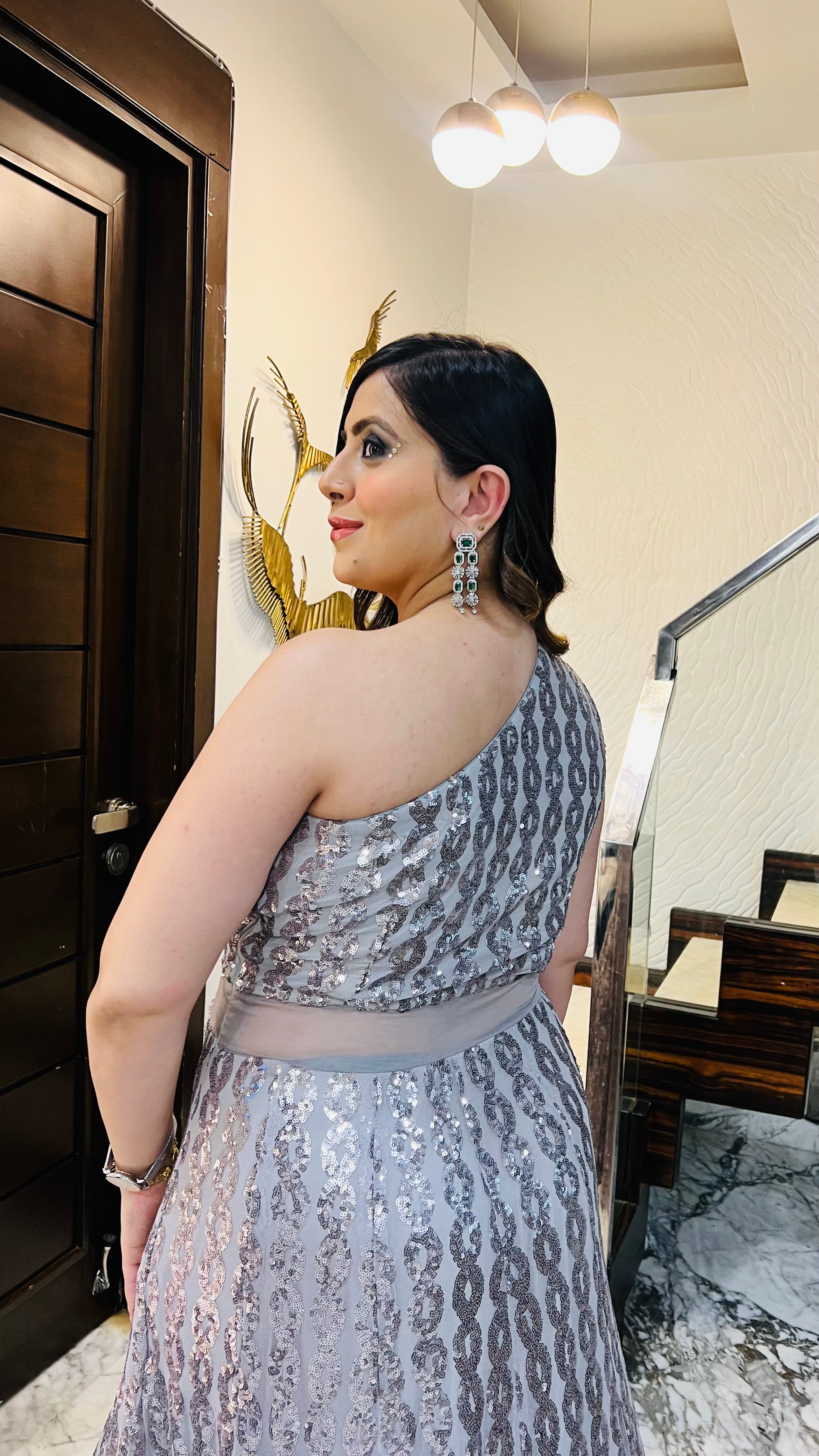 Silver Chain Sequin Gown