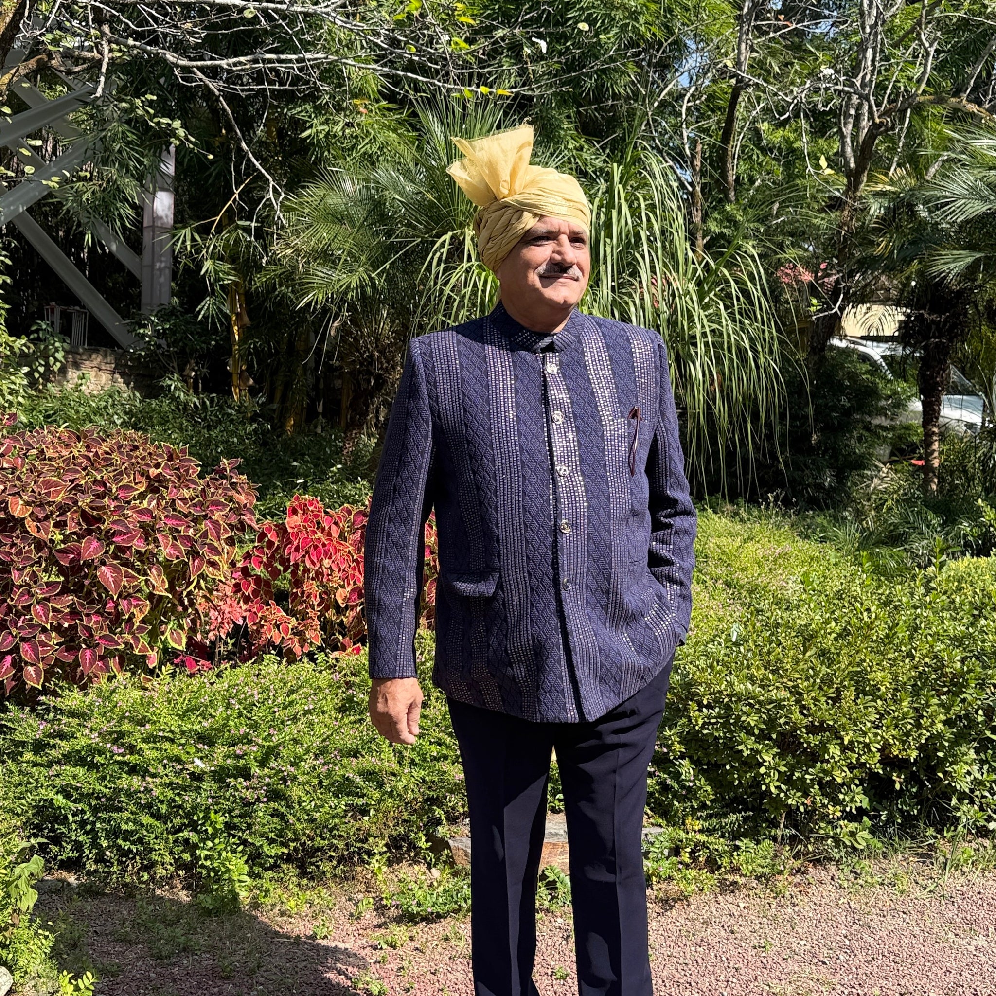 Blue Chikankari Bandhgala