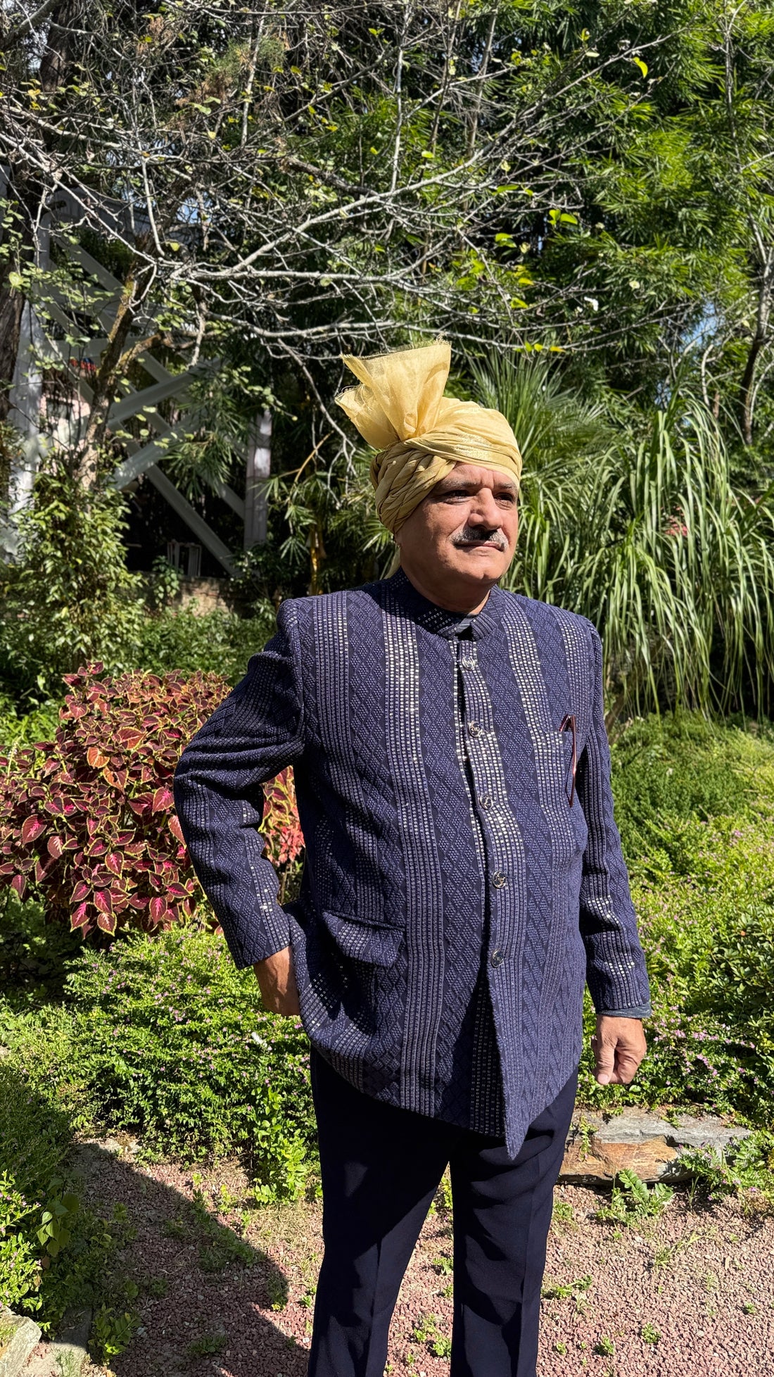 Blue Chikankari Bandhgala