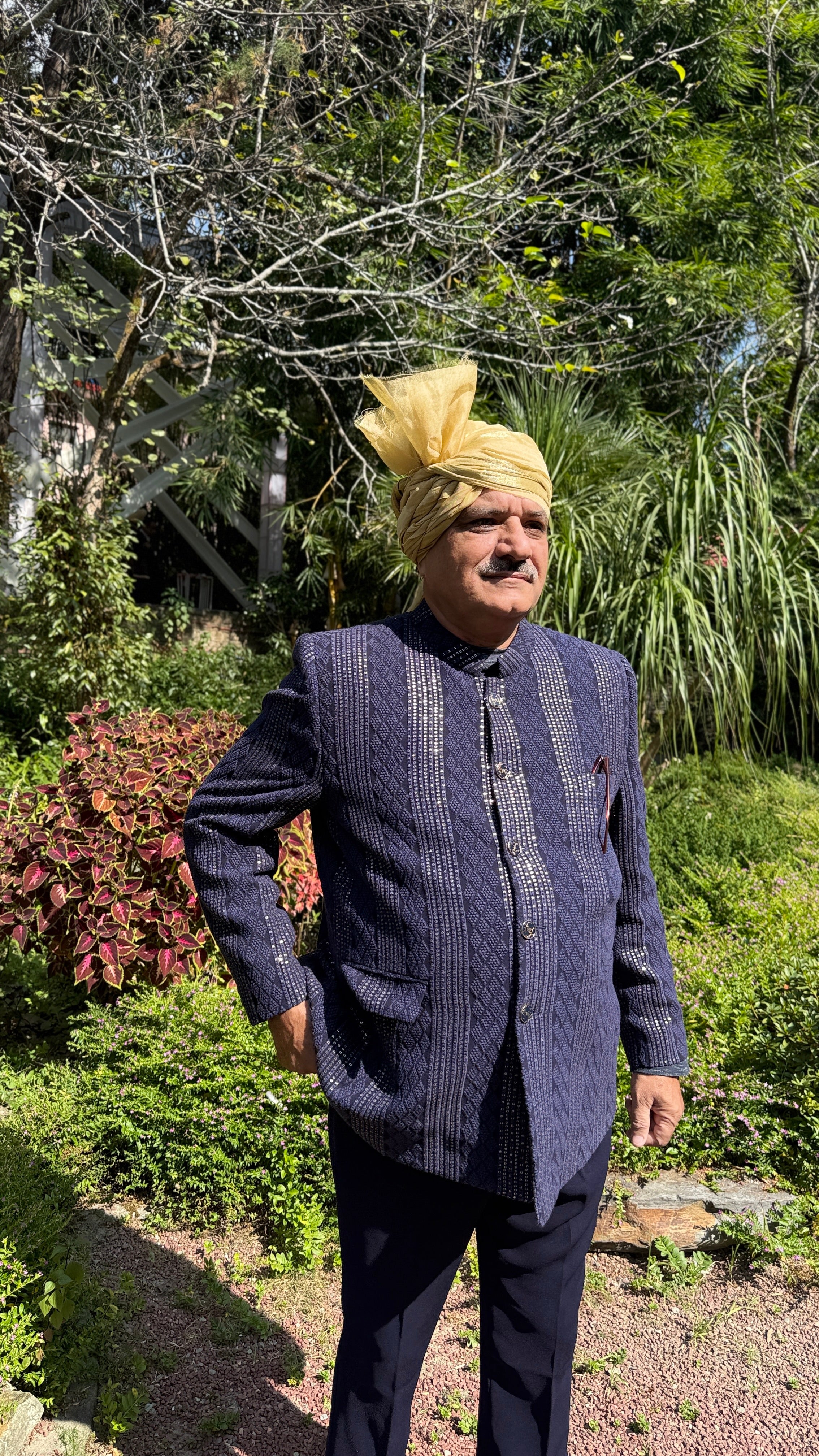 Blue Chikankari Bandhgala