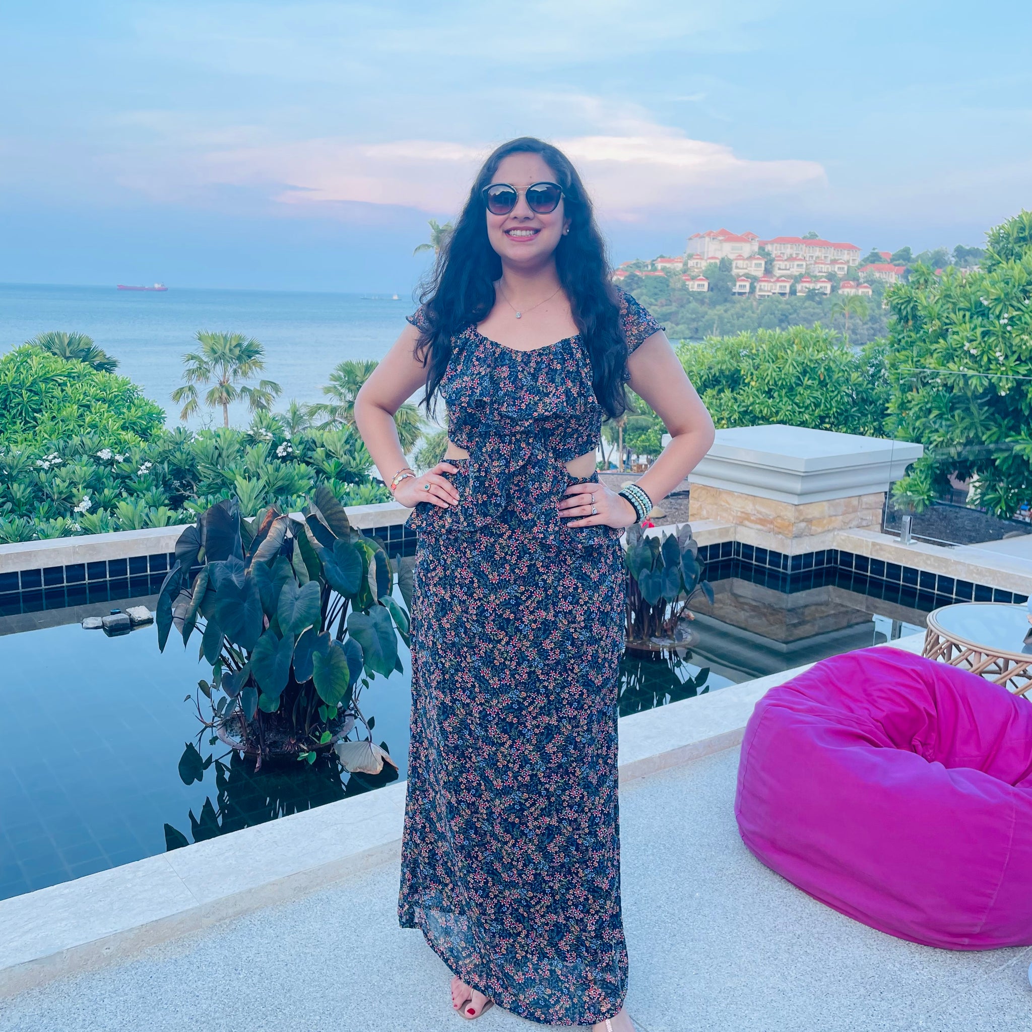 Navy Blue Cut Maxi Dress