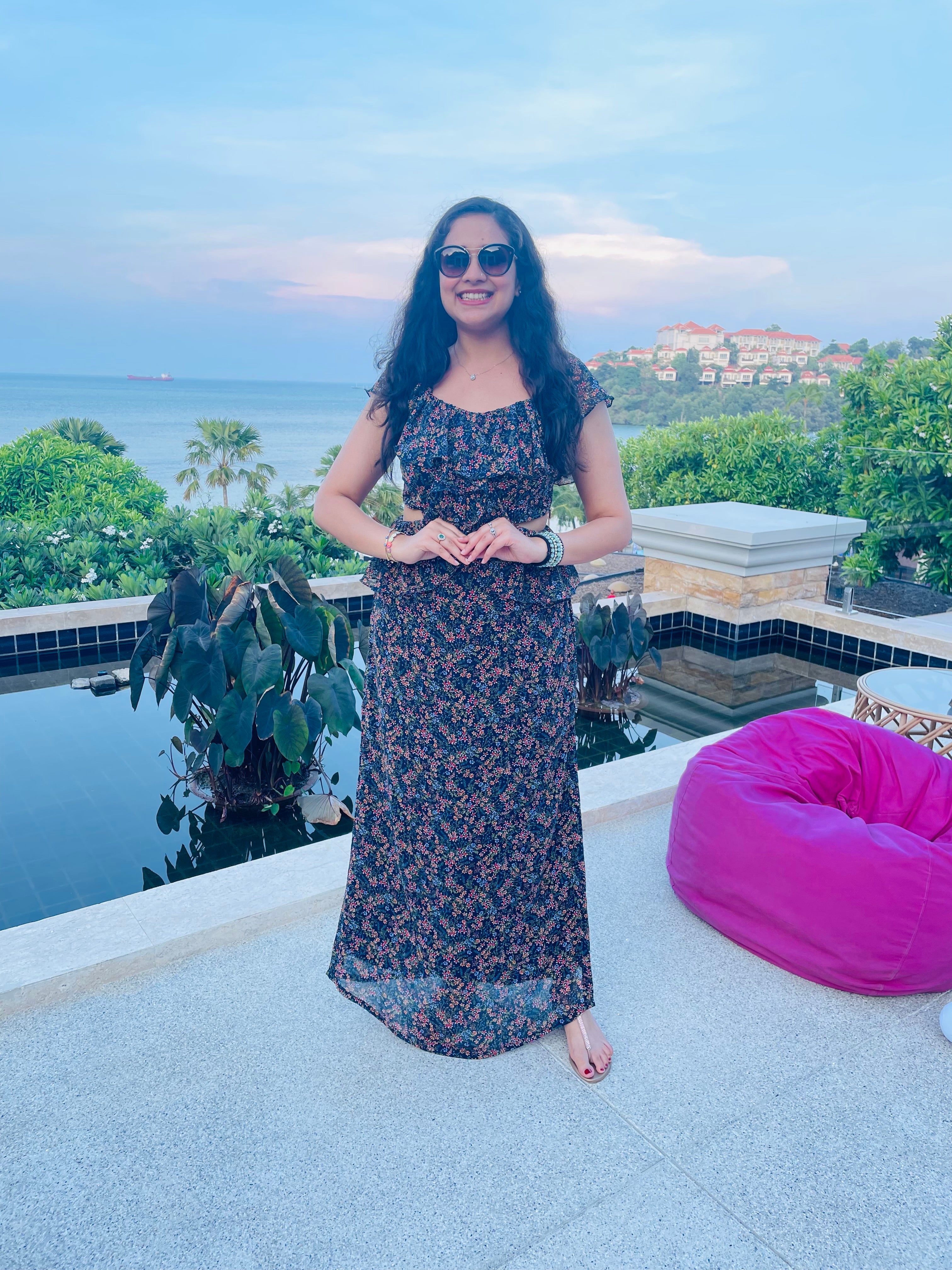 Navy Blue Cut Maxi Dress