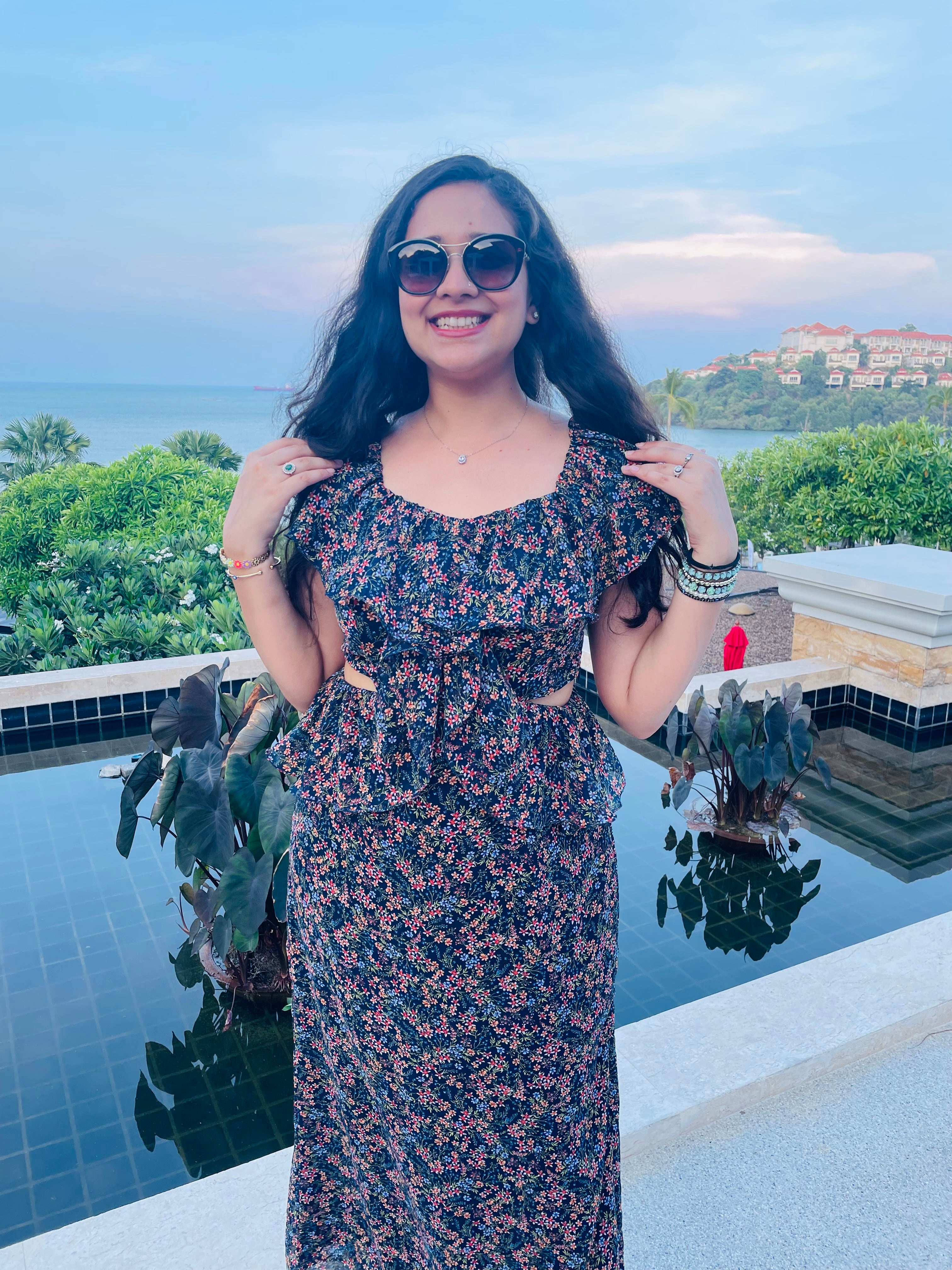 Navy Blue Cut Maxi Dress