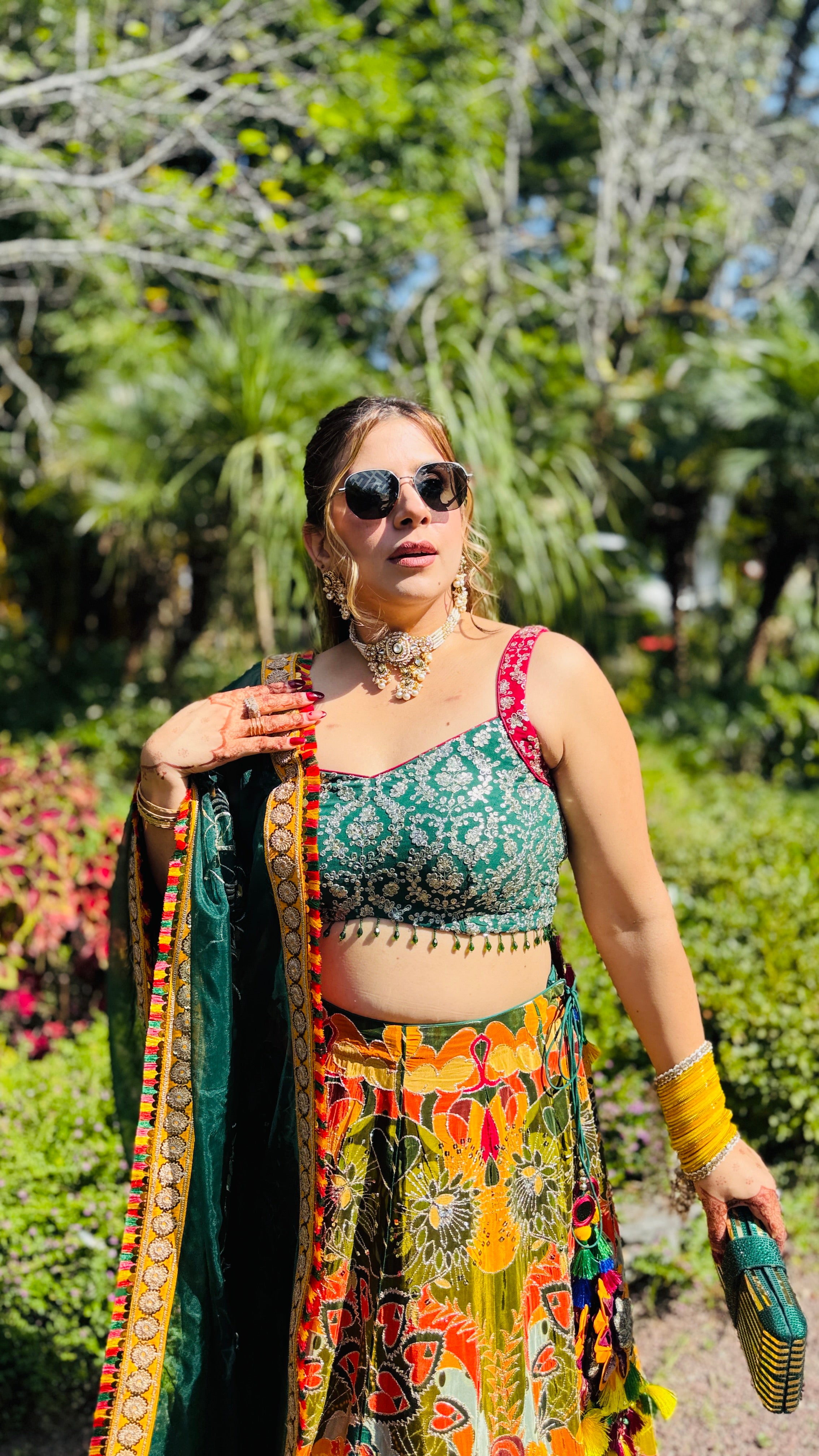 Green Tusk Lehenga