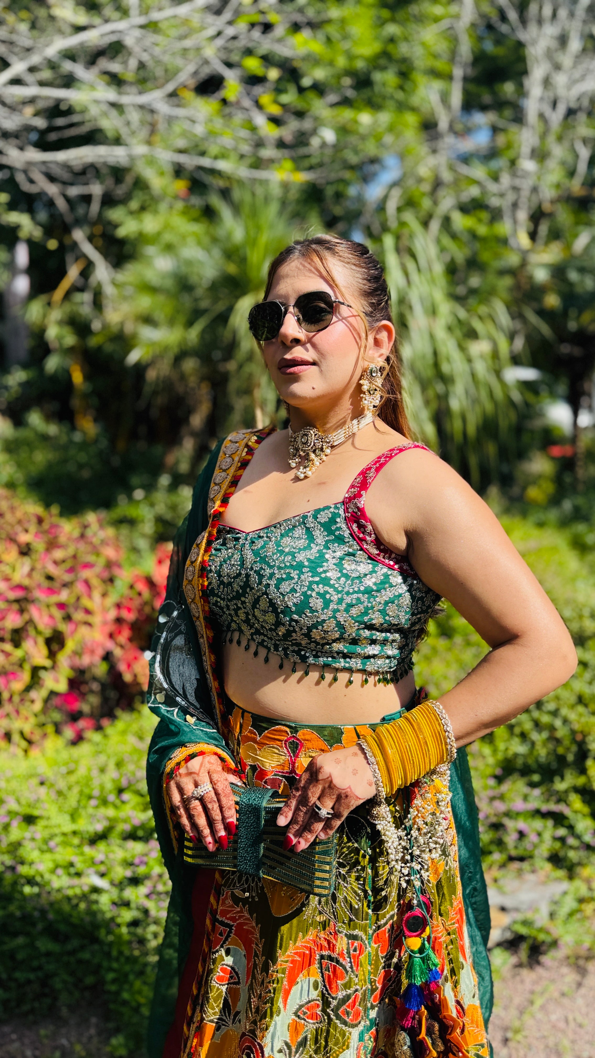 Green Tusk Lehenga