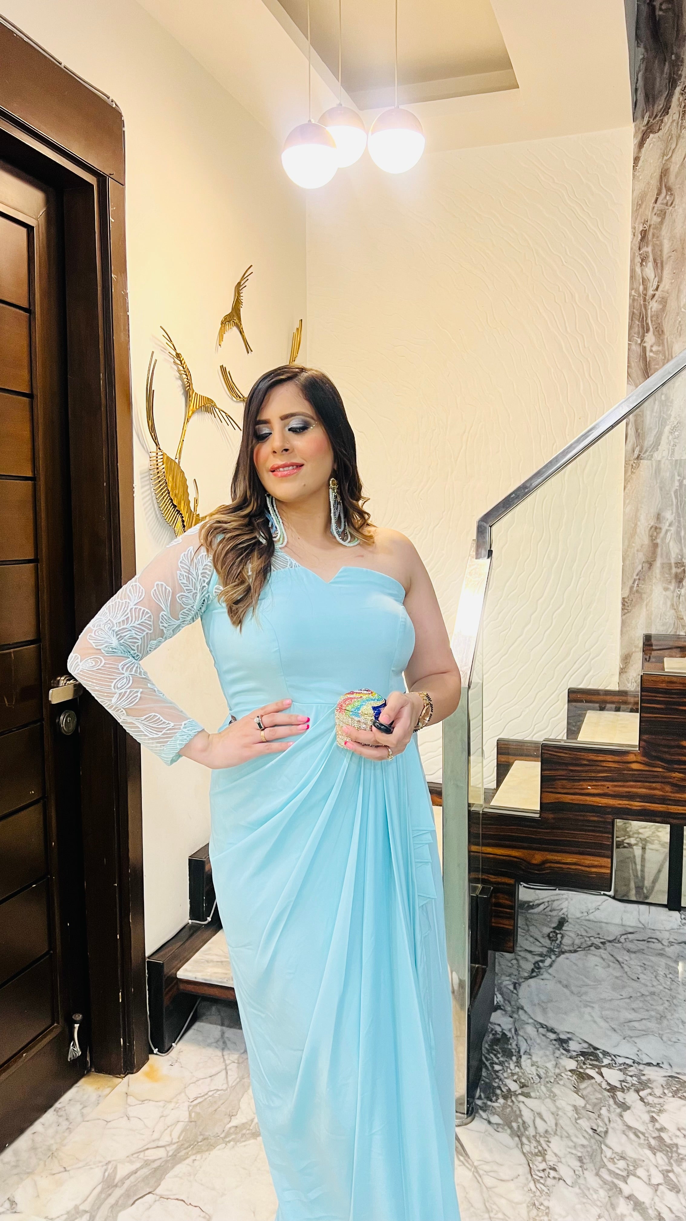 Sky Blue Diwali Drape