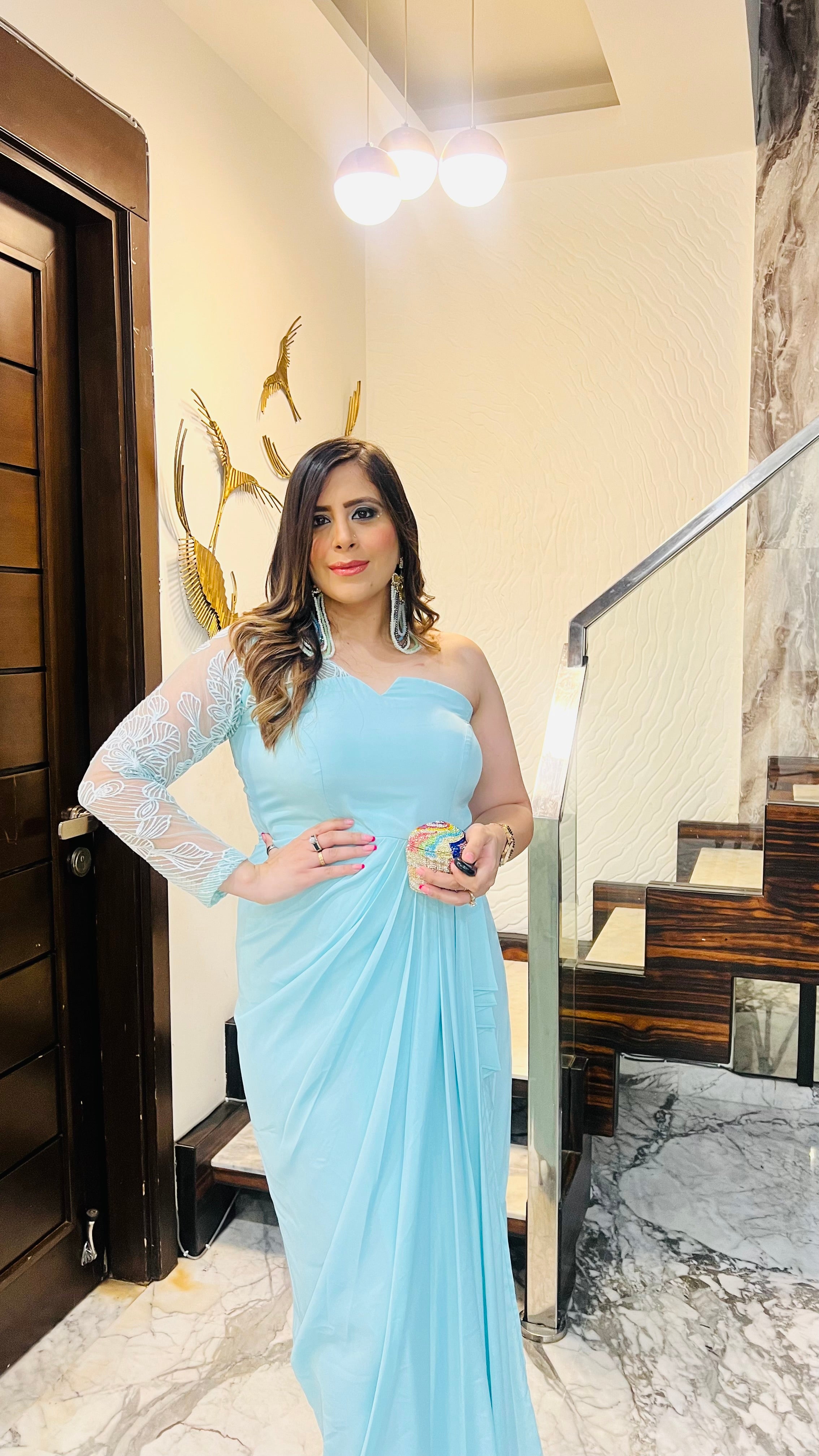 Sky Blue Diwali Drape