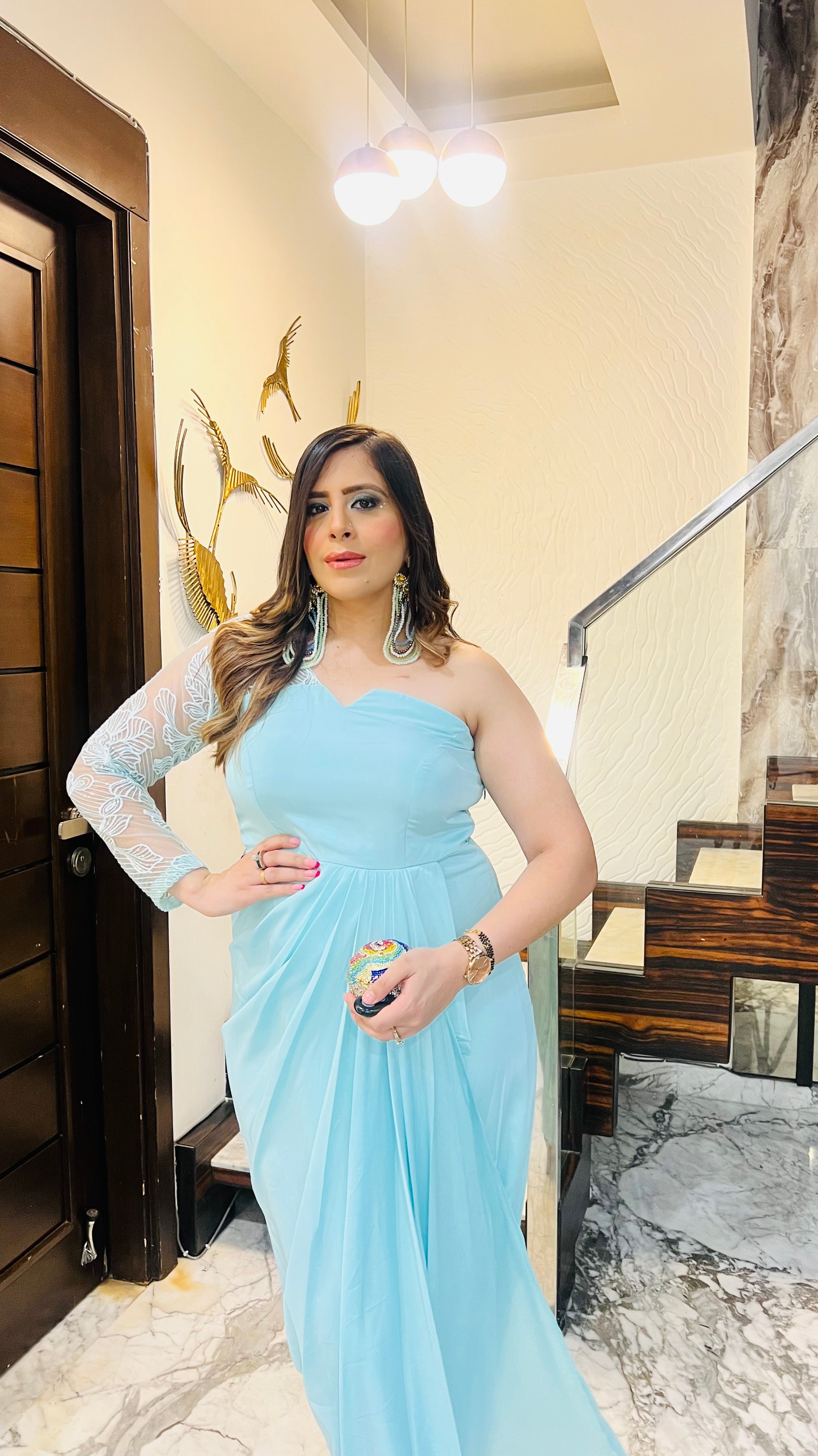 Sky Blue Diwali Drape