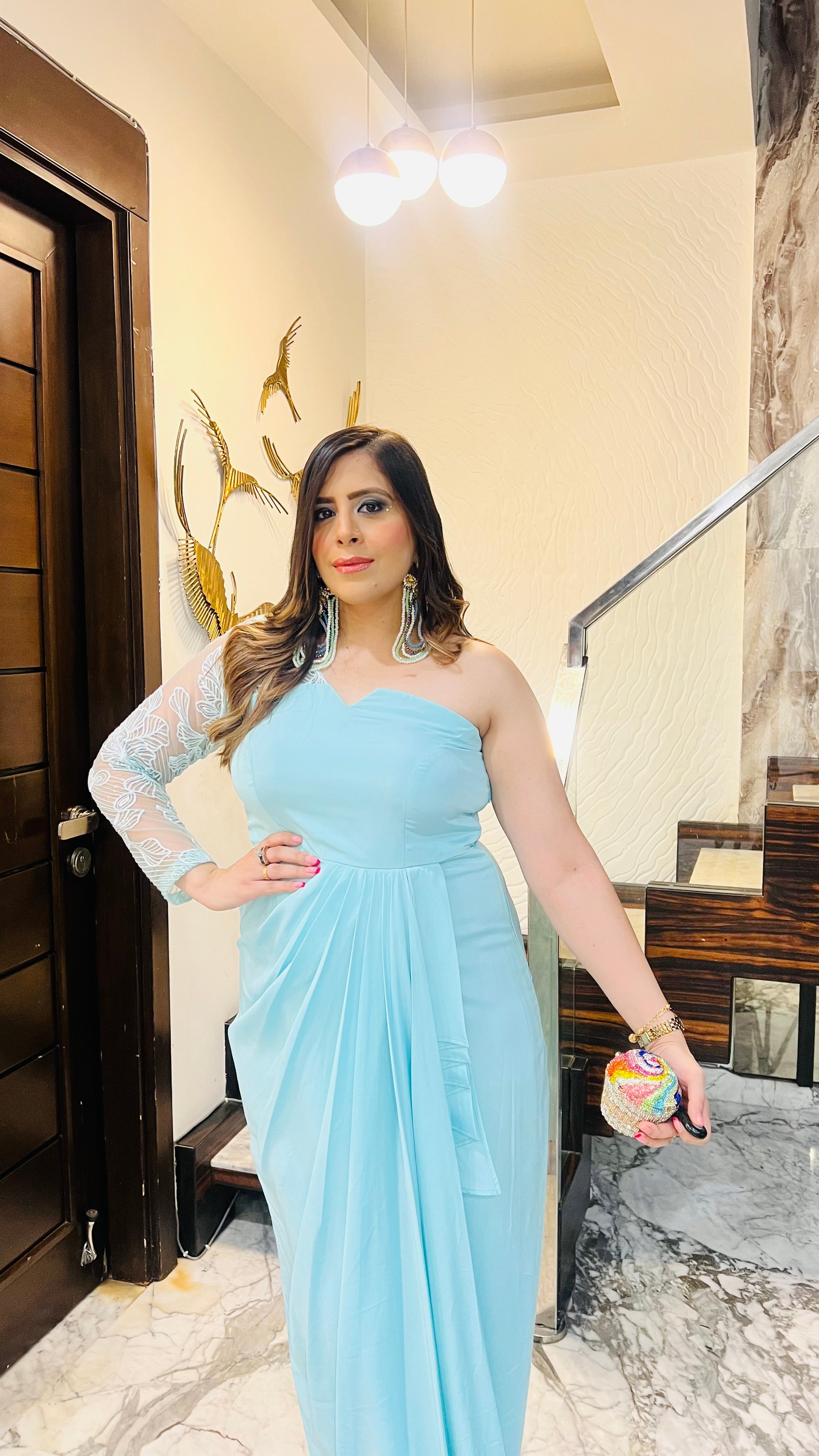 Sky Blue Diwali Drape