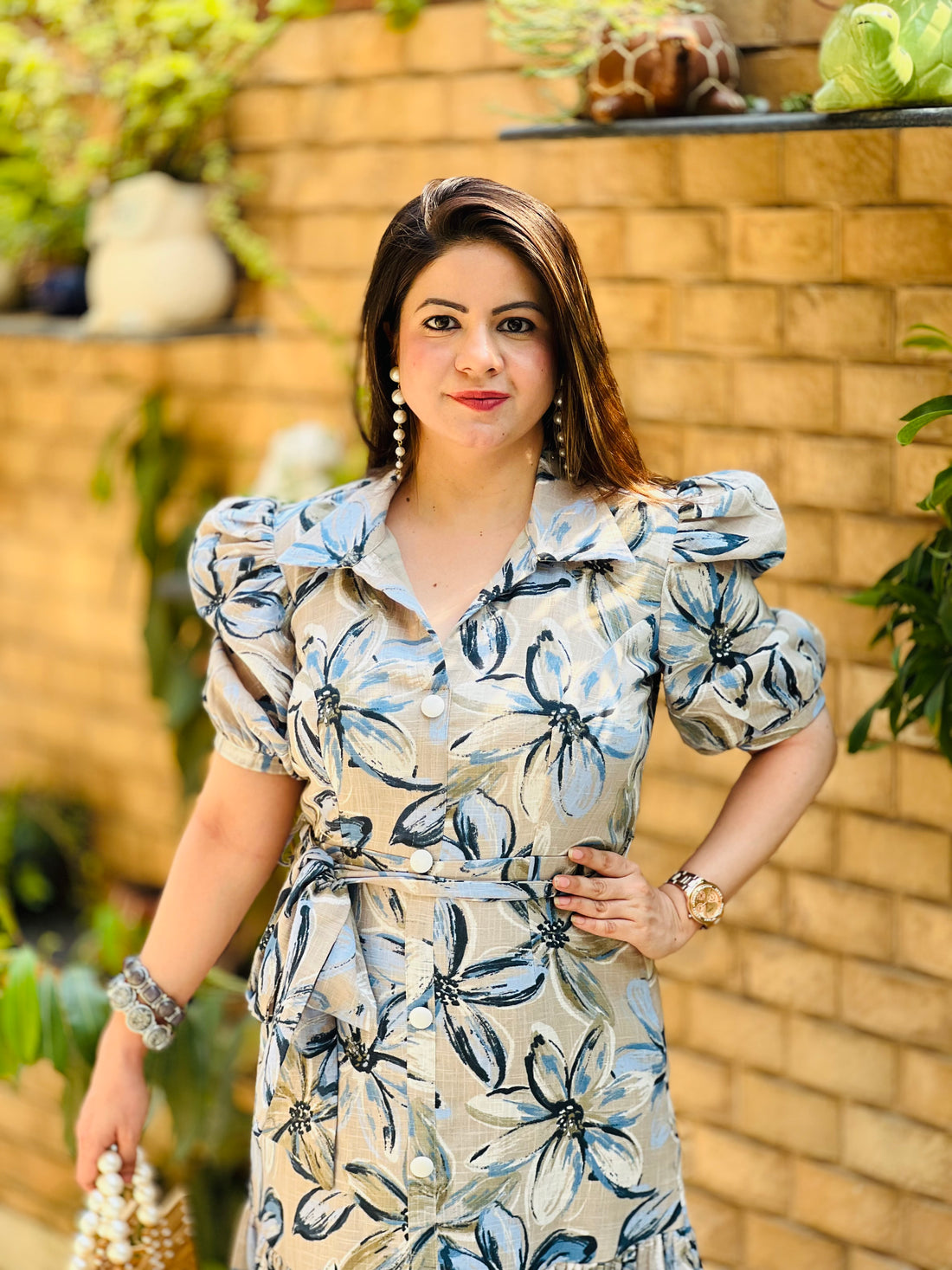 Powder Grey Linen Midi Dress