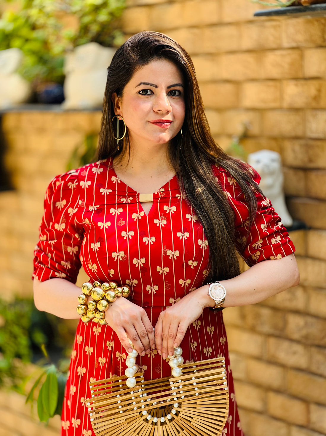 Cute Bow Cotton Midi