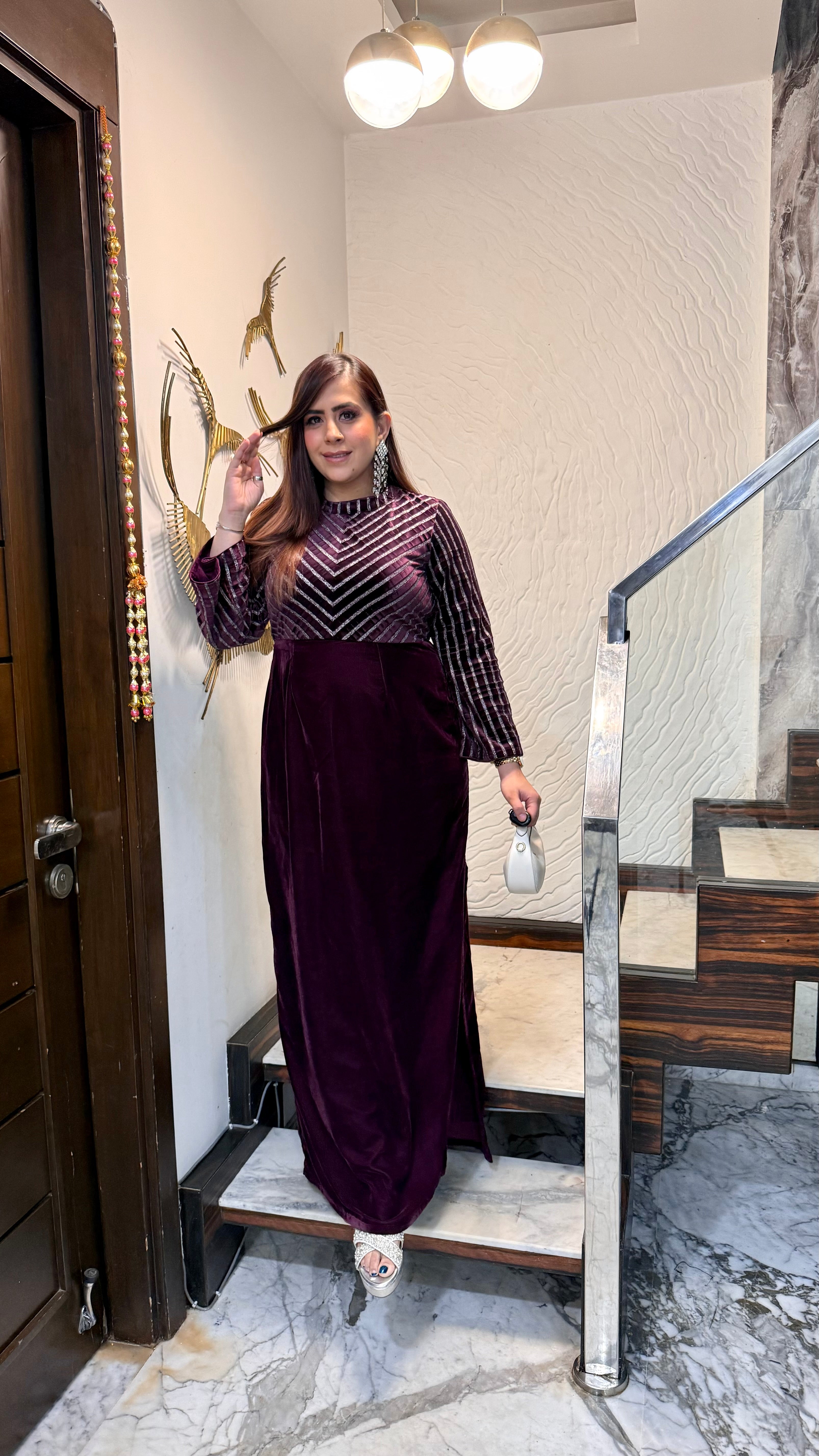 Wine Fiesta Velvet Gown