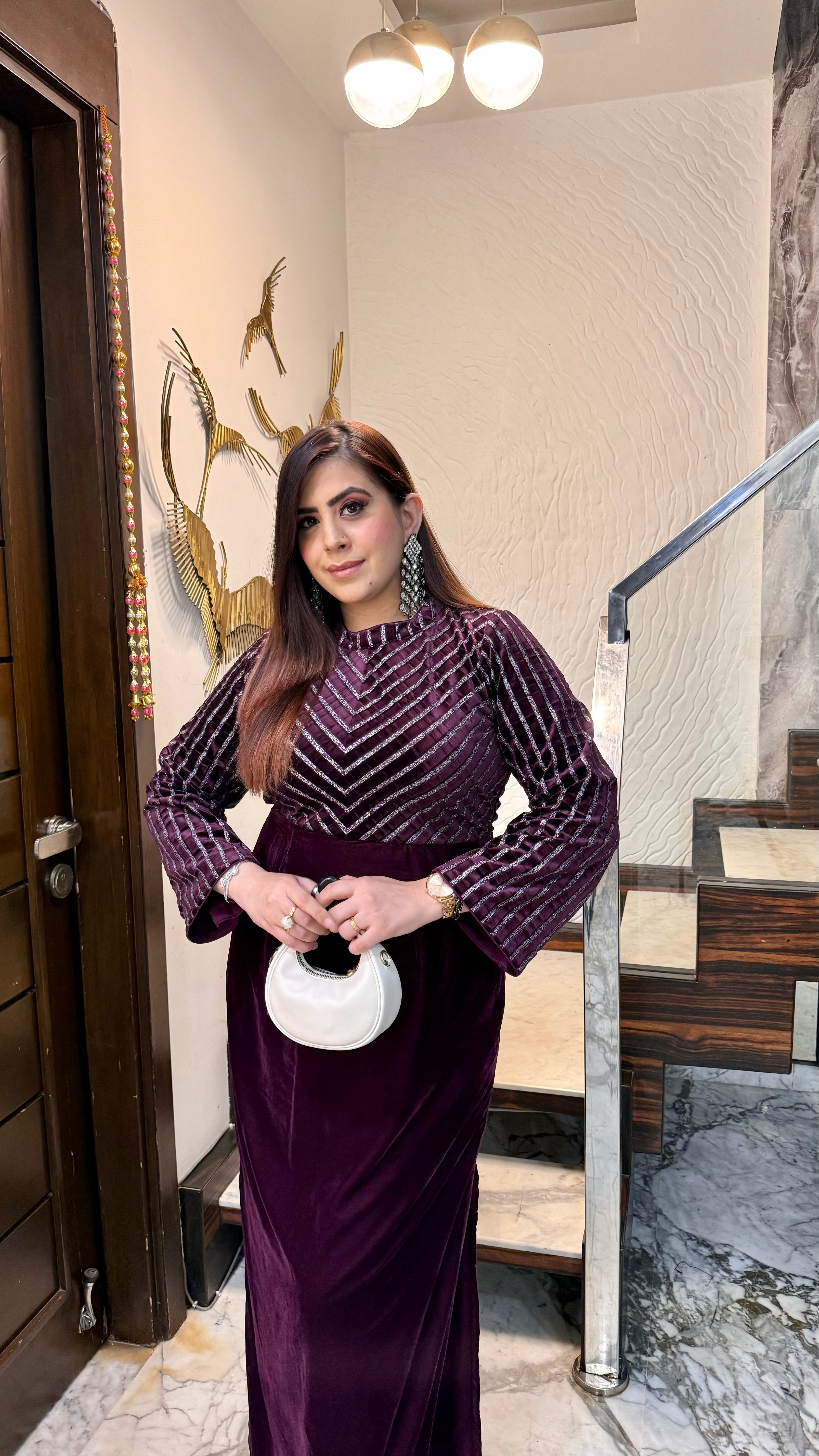 Wine Fiesta Velvet Gown