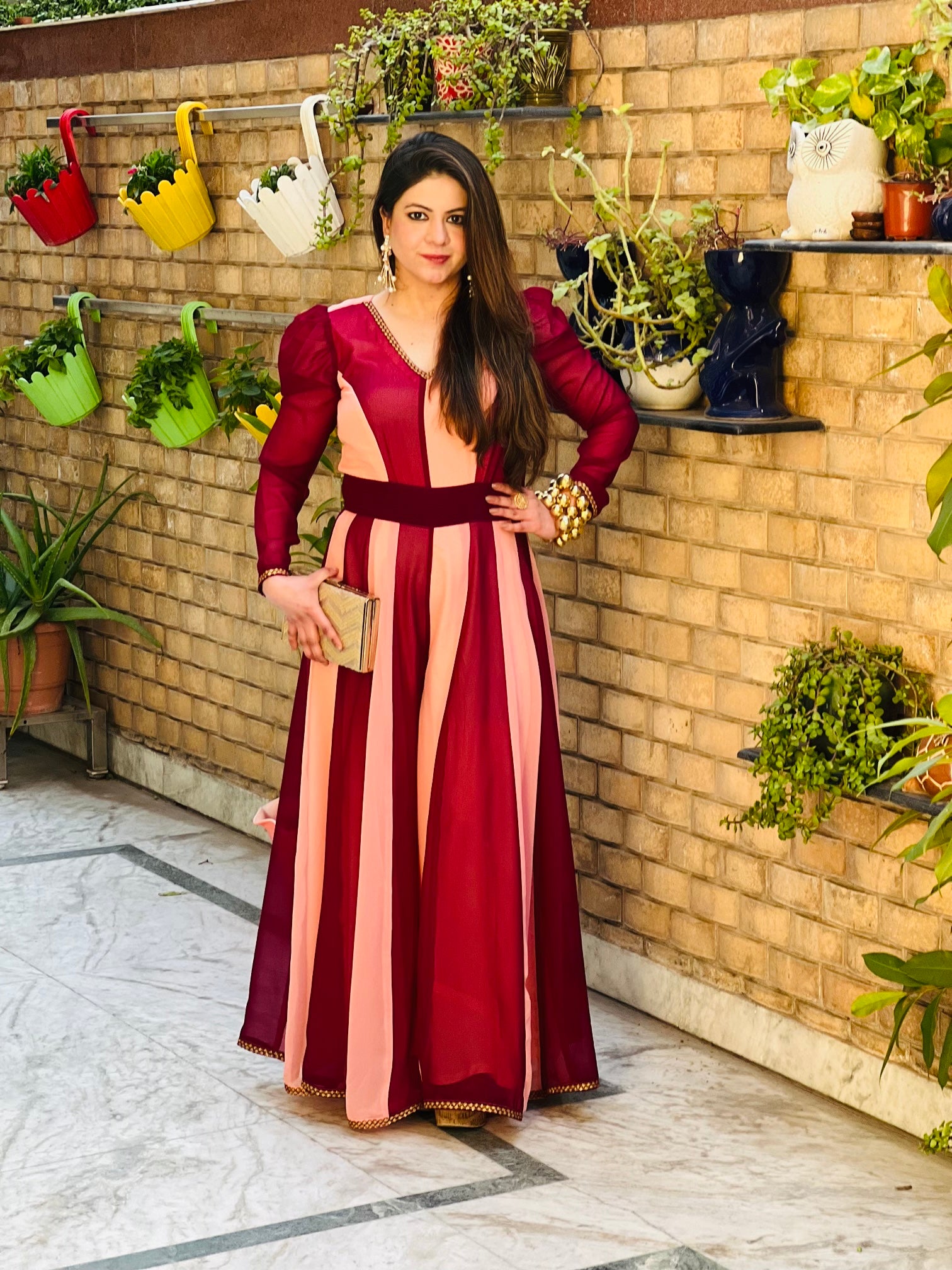 Dual Love Jumpsuit (Wine - Peach)