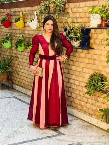 Dual Love Jumpsuit (Wine - Peach)