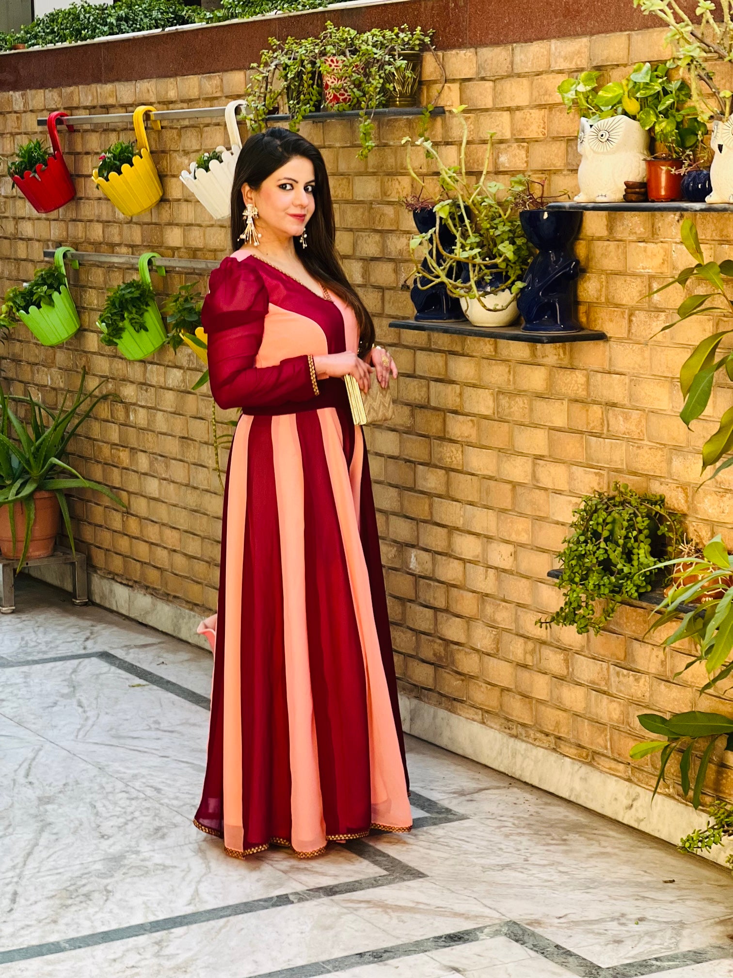 Dual Love Jumpsuit (Wine - Peach)