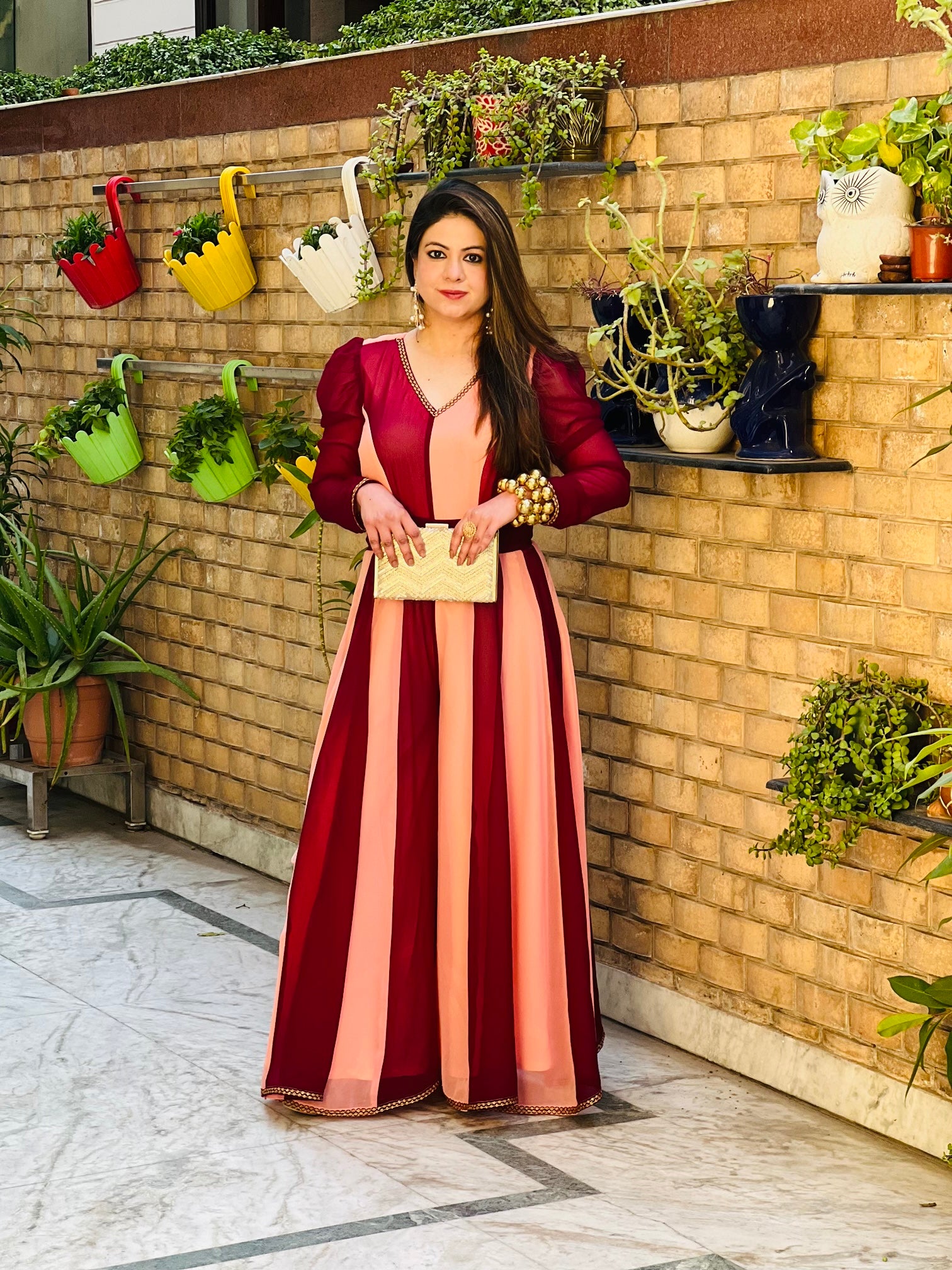 Dual Love Jumpsuit (Wine - Peach)