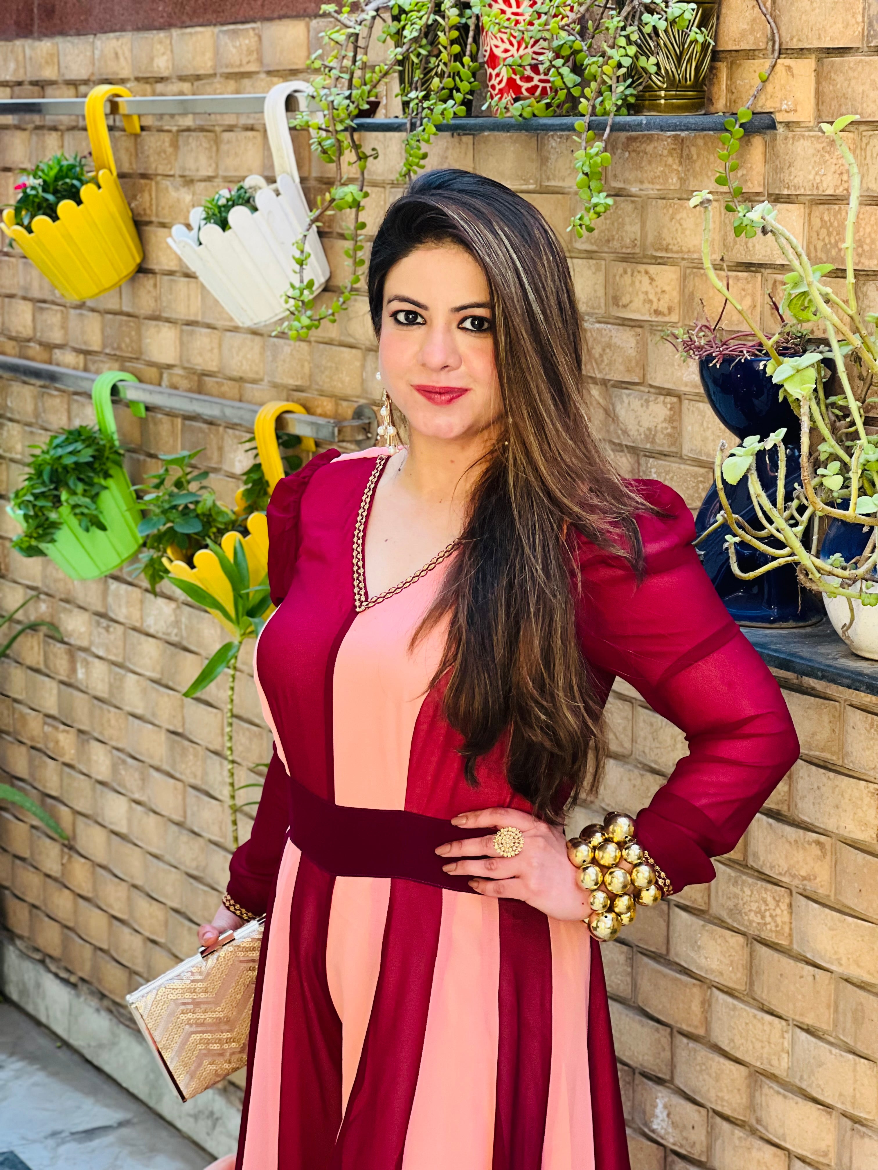 Dual Love Jumpsuit (Wine - Peach)