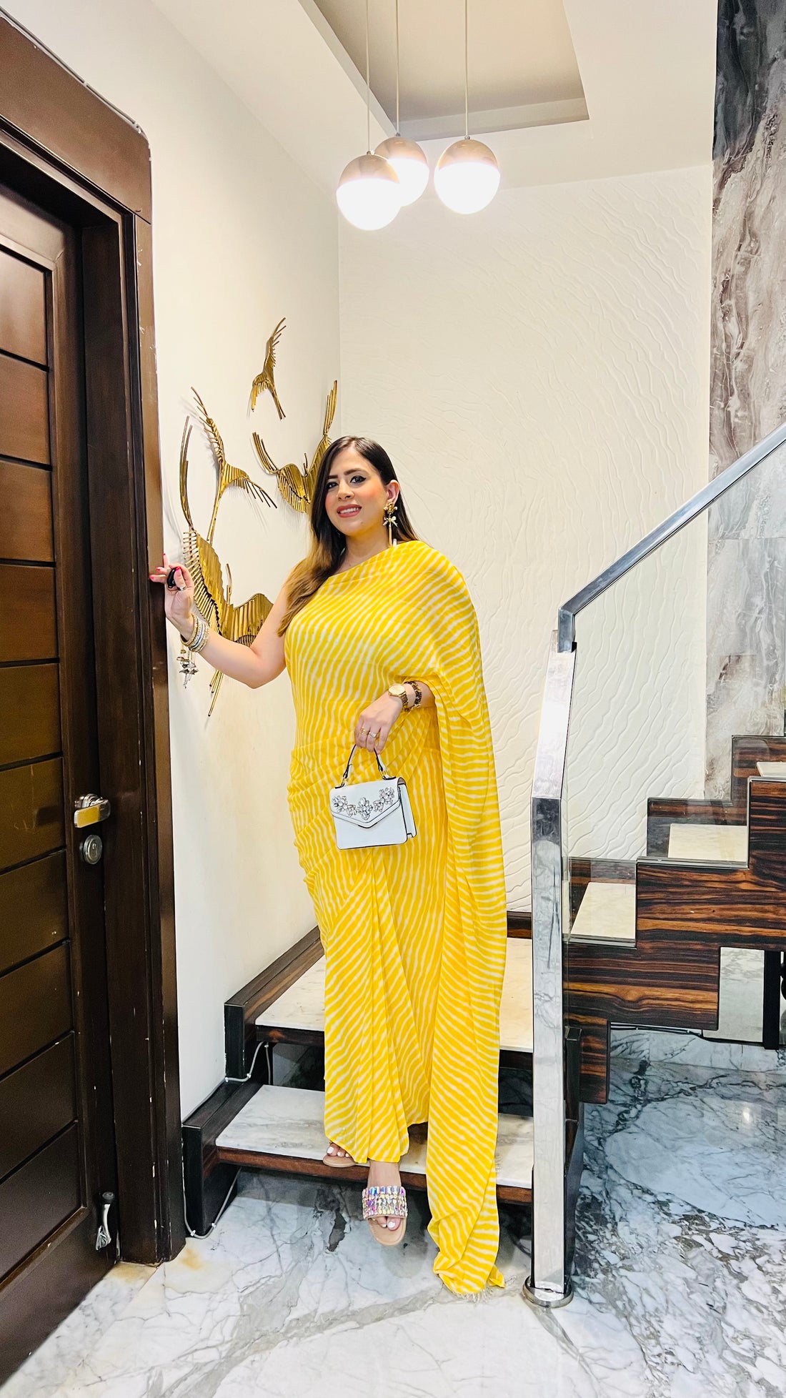 Yellow Leheriya 1 Minute Saree