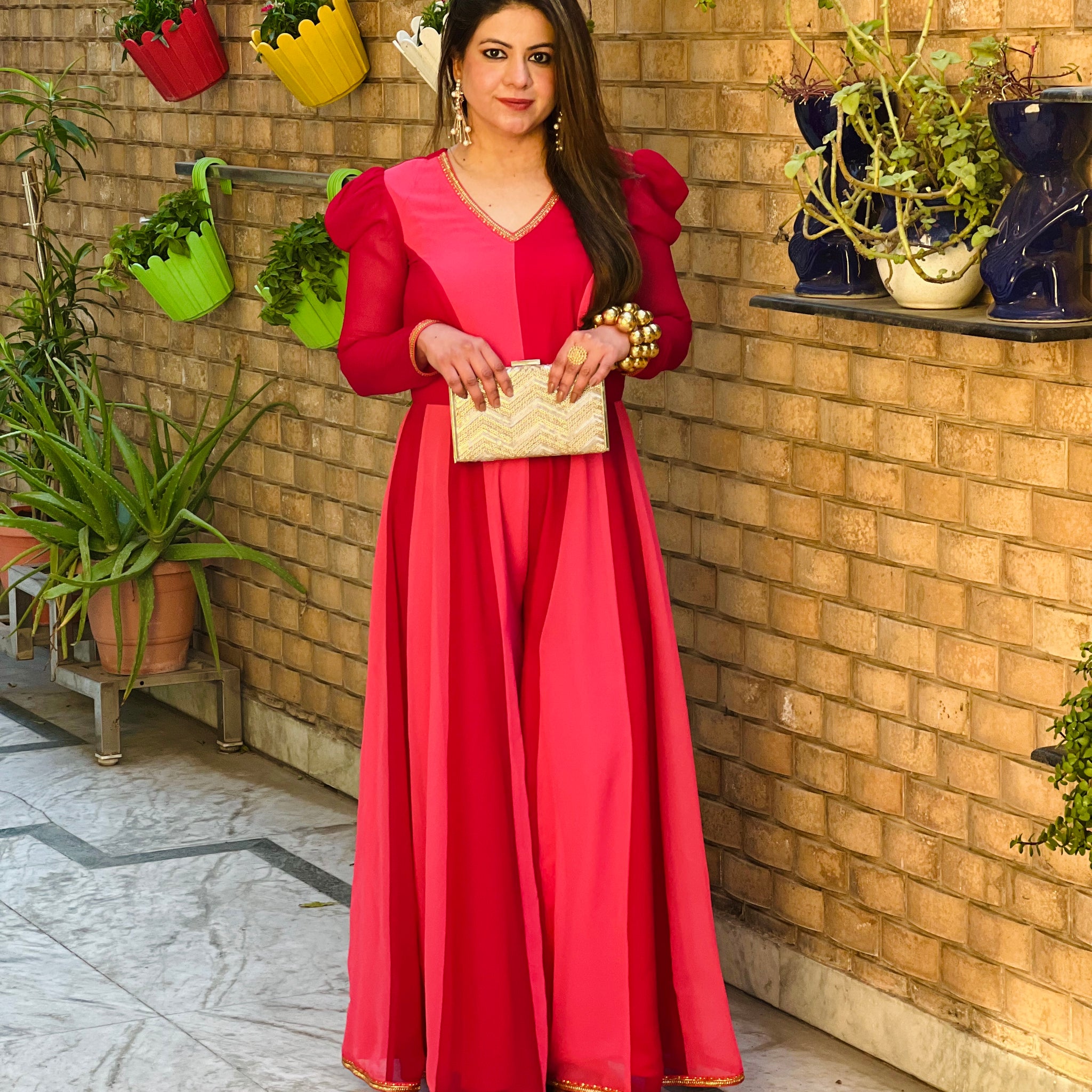 Dual Love Jumpsuit (Red - Hot Pink)