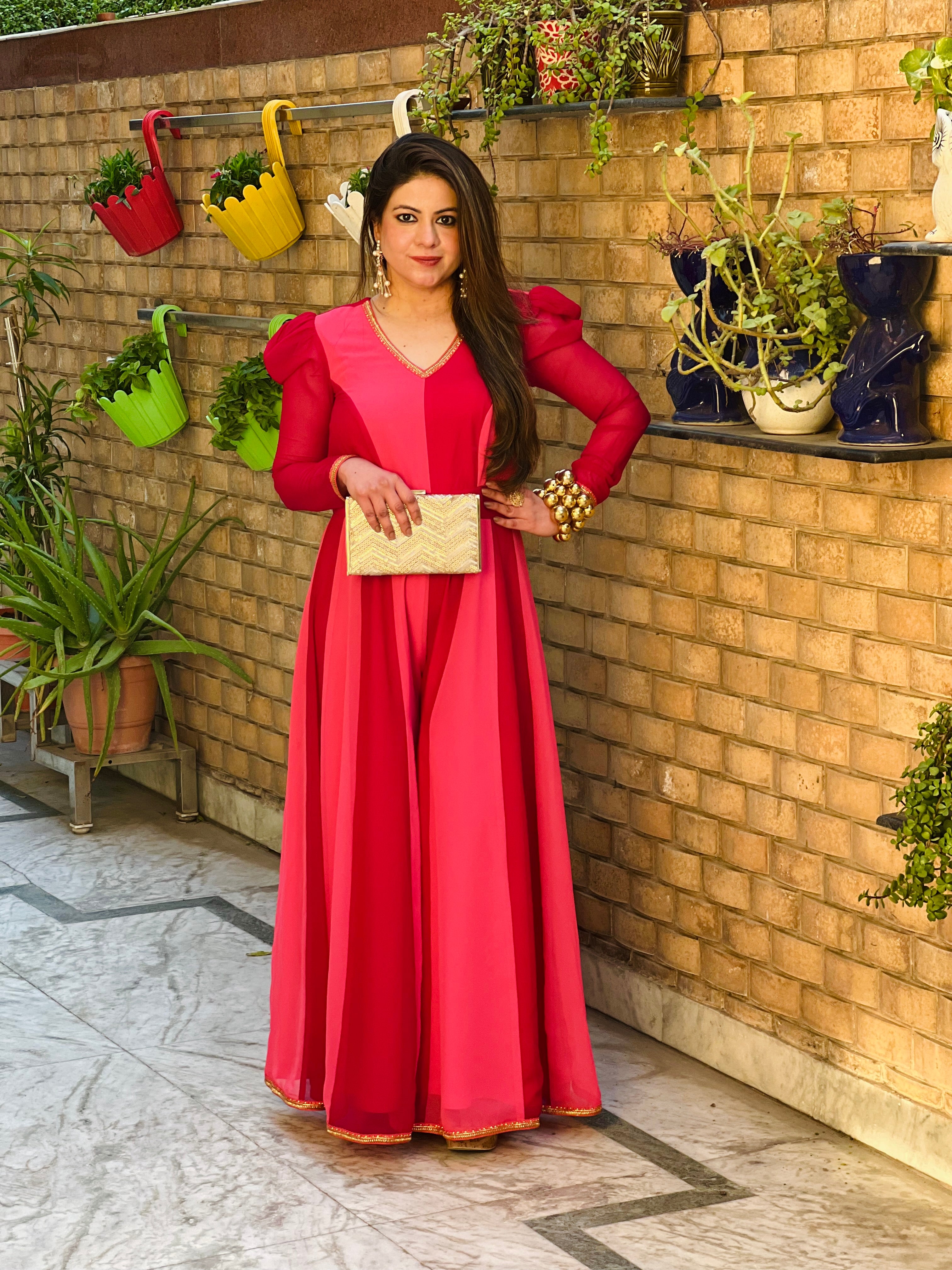 Dual Love Jumpsuit (Red - Hot Pink)