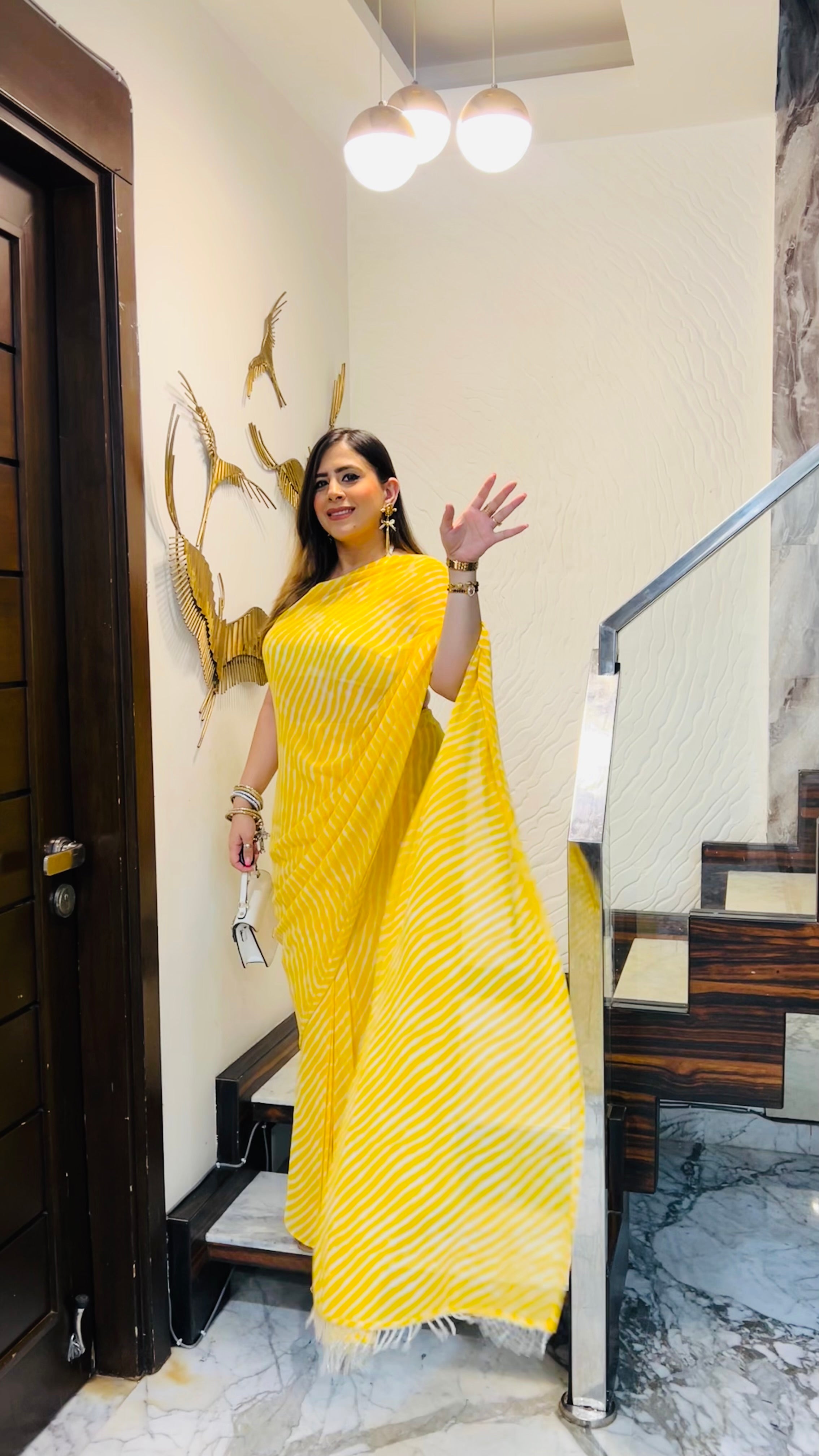 Yellow Leheriya 1 Minute Saree