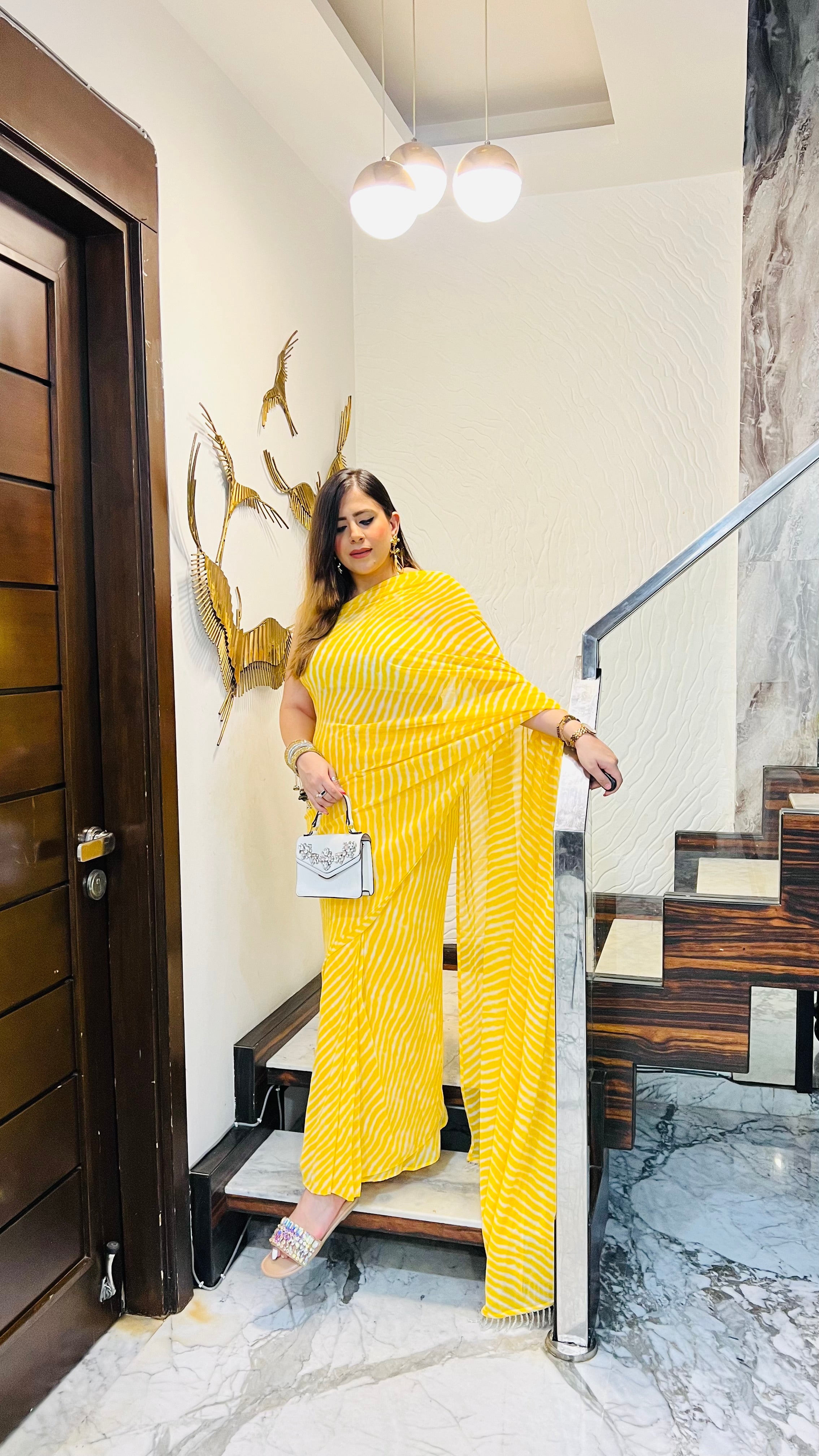 Yellow Leheriya 1 Minute Saree
