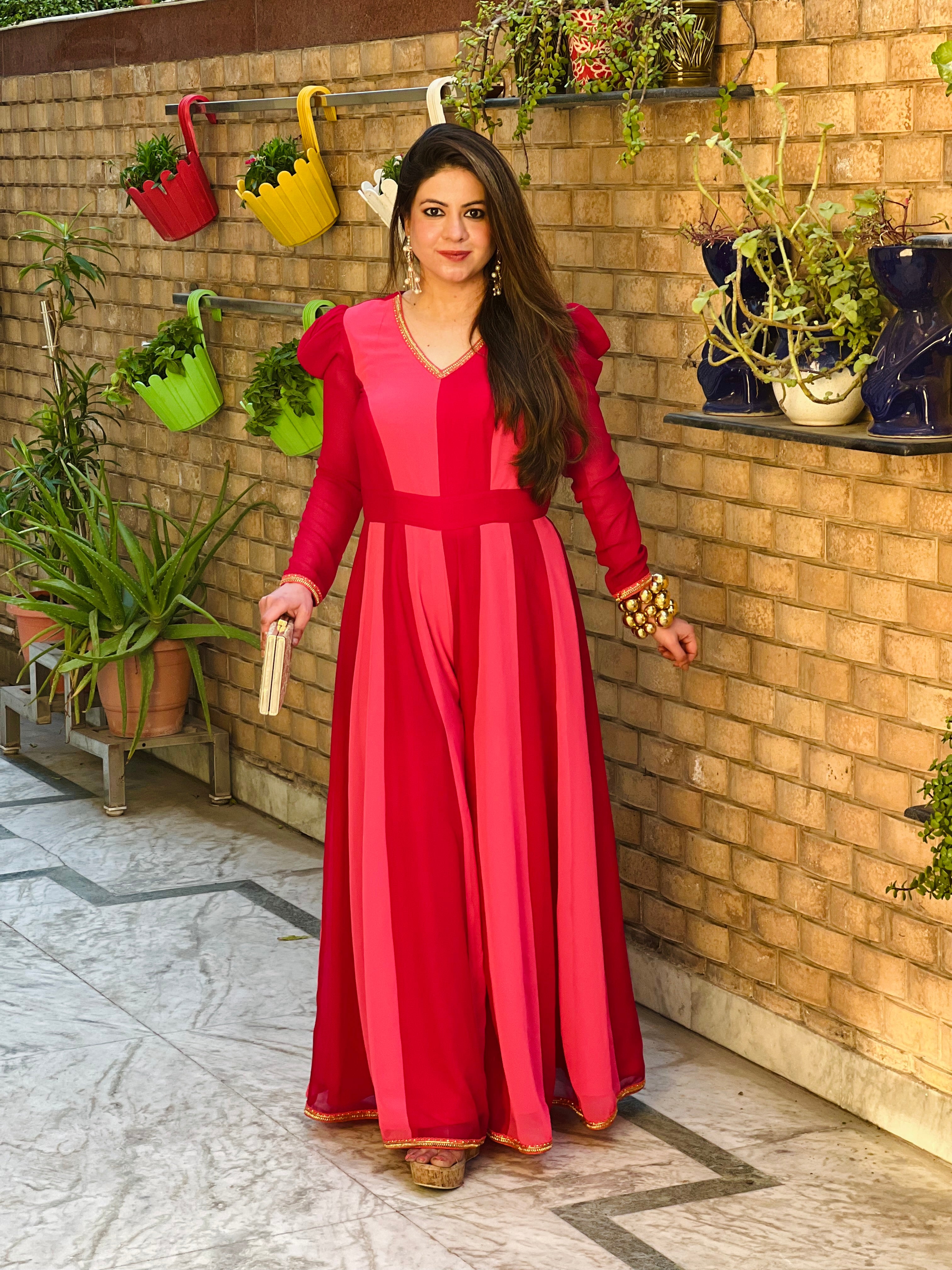 Dual Love Jumpsuit (Red - Hot Pink)