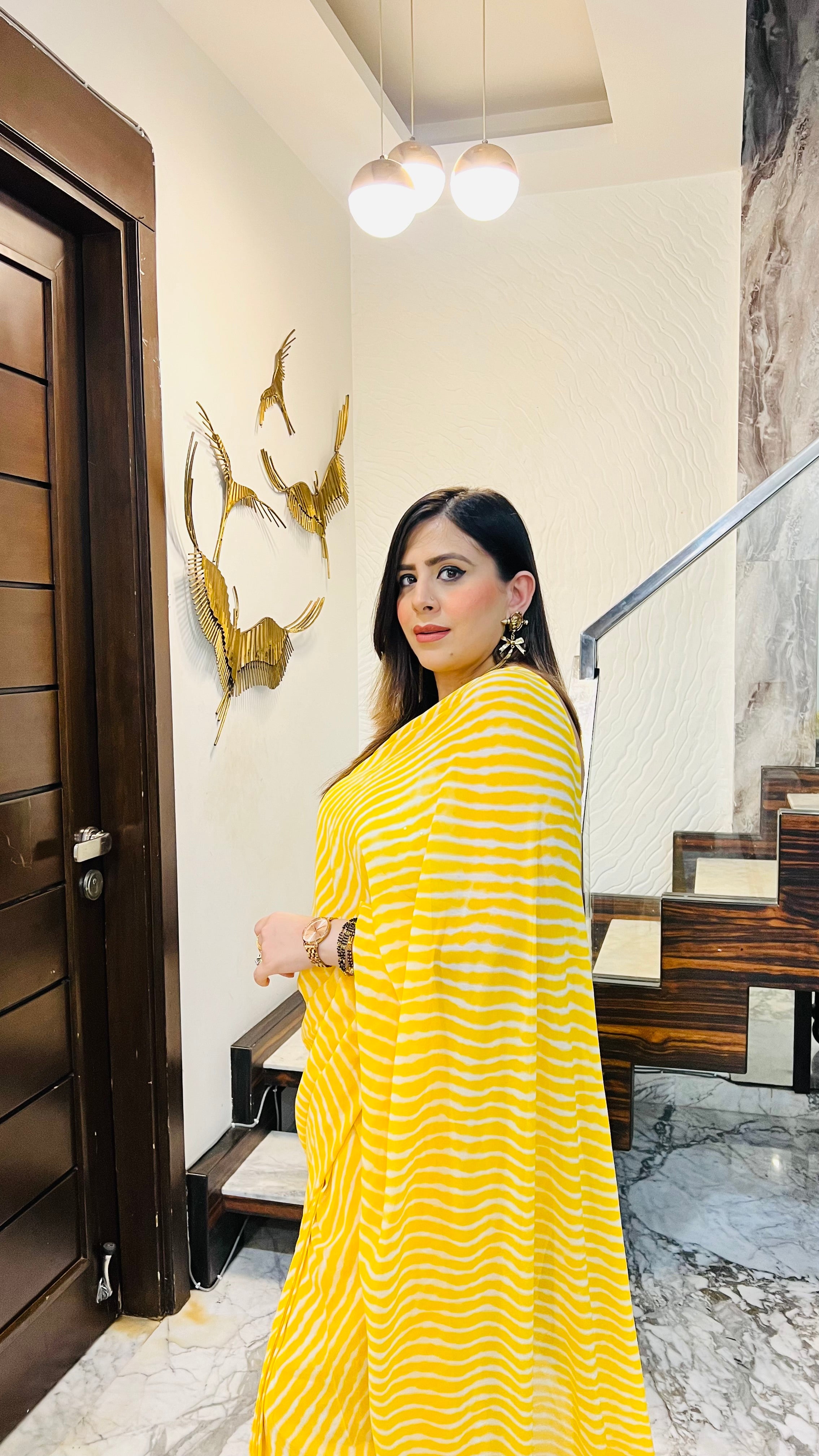Yellow Leheriya 1 Minute Saree