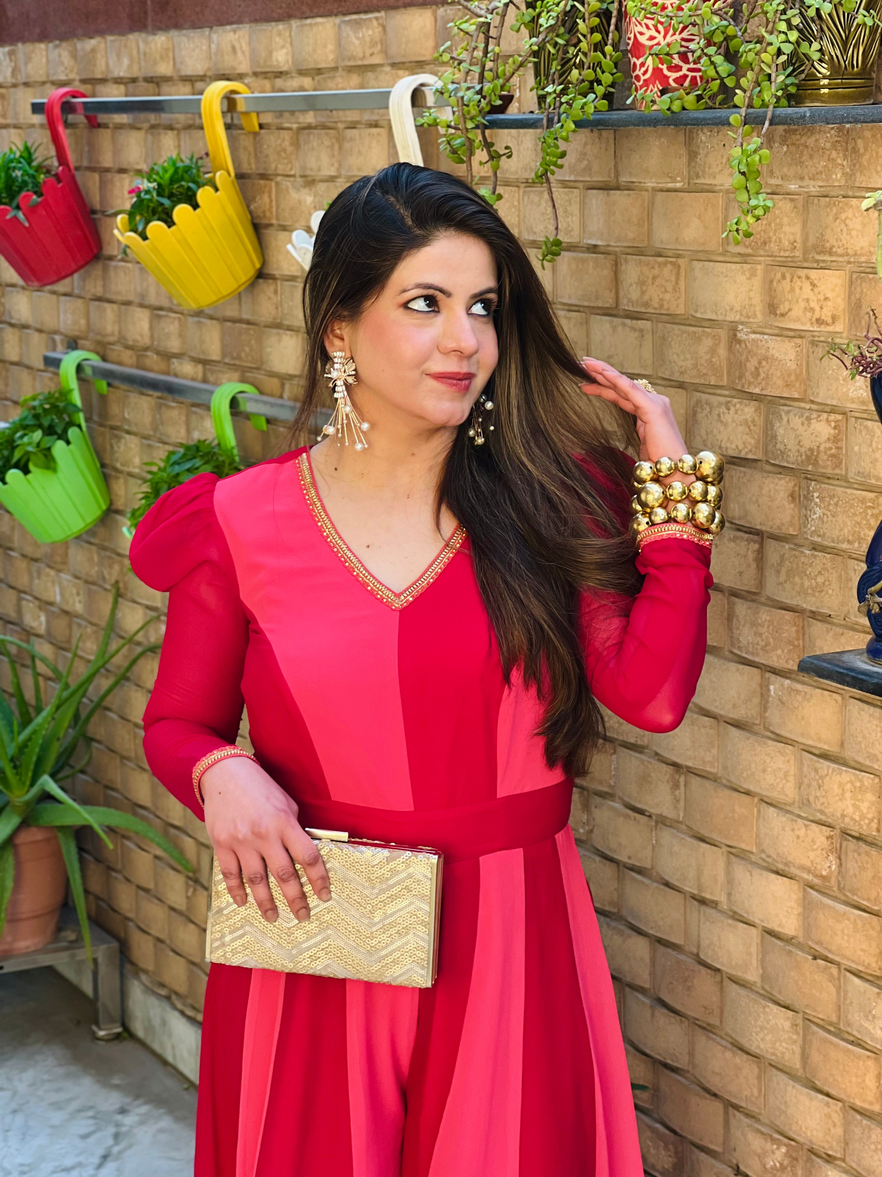 Dual Love Jumpsuit (Red - Hot Pink)