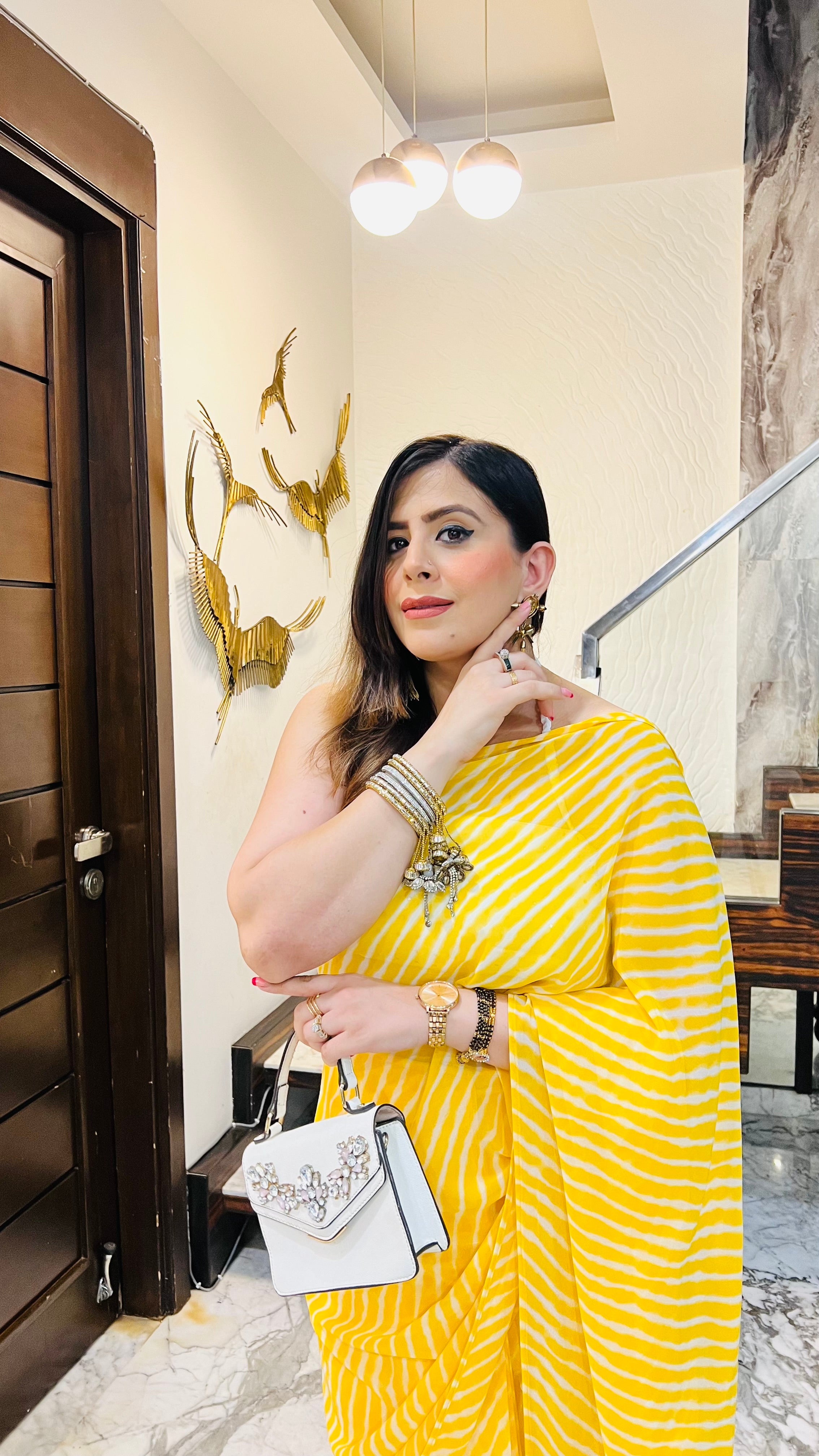 Yellow Leheriya 1 Minute Saree