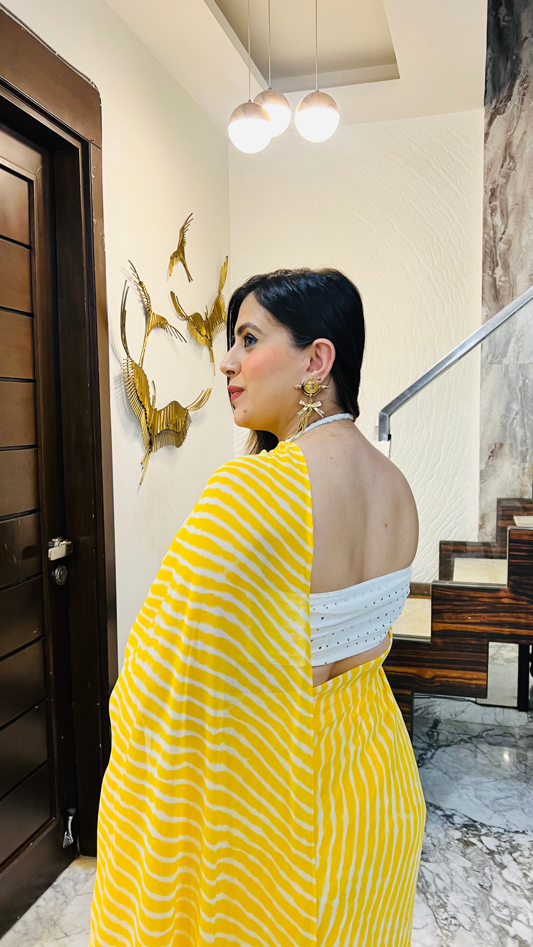 Yellow Leheriya 1 Minute Saree