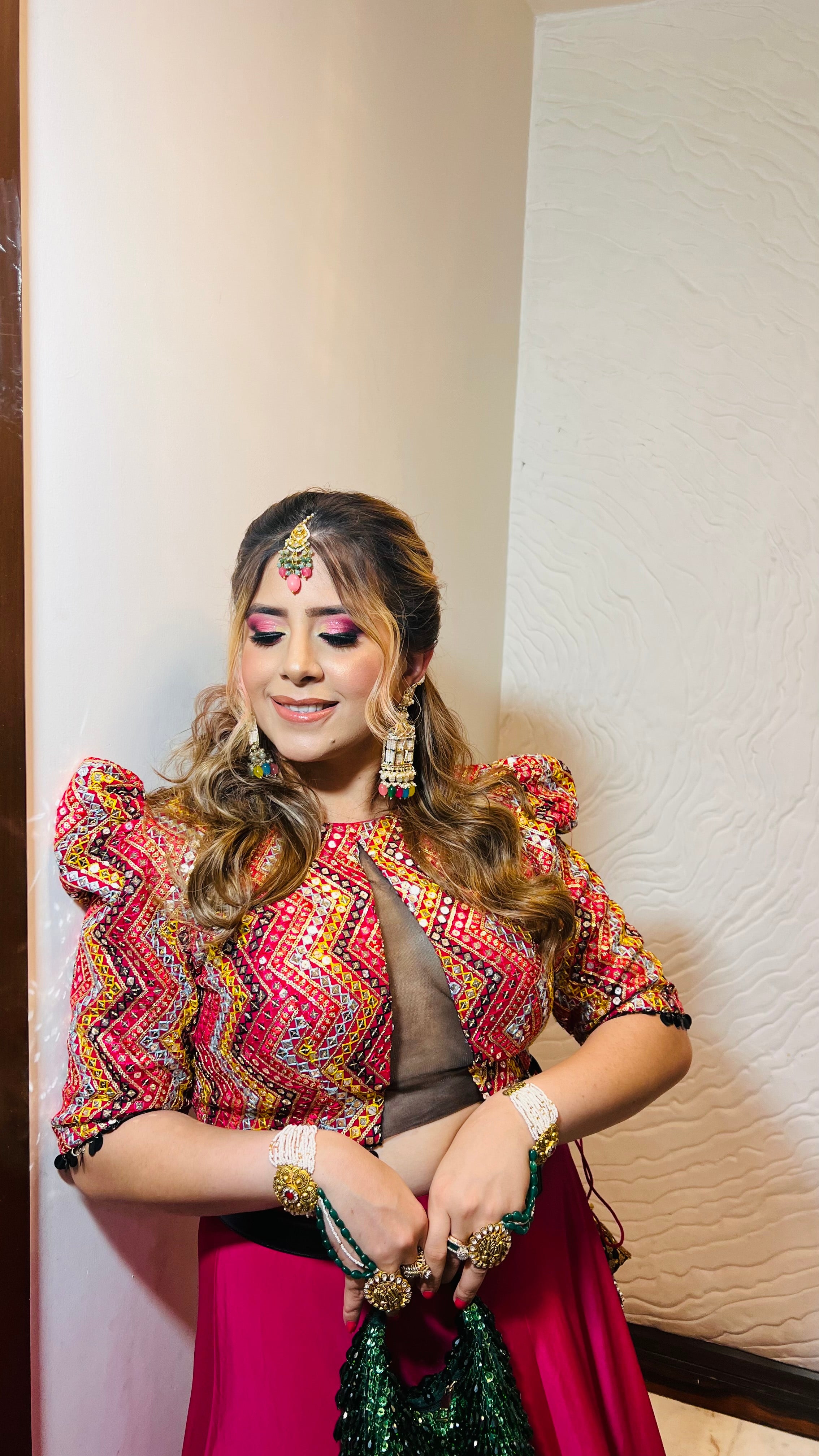 Pink Mirror Work Lehenga