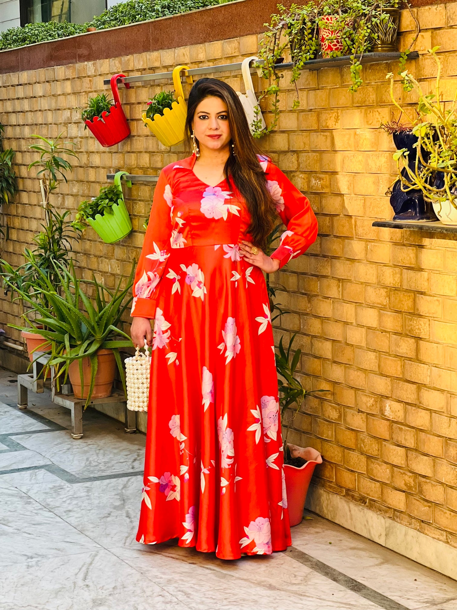 Vermilion Satin Maxi