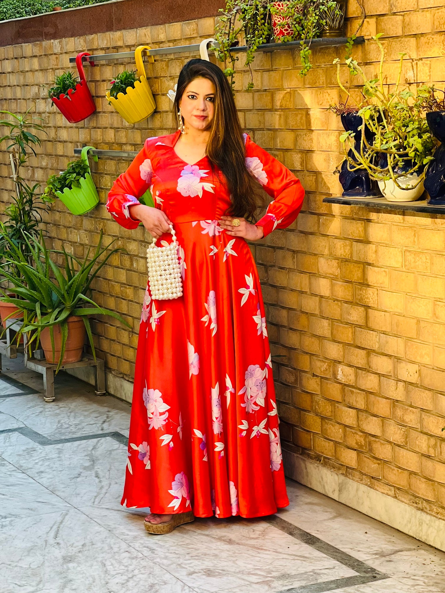 Vermilion Satin Maxi