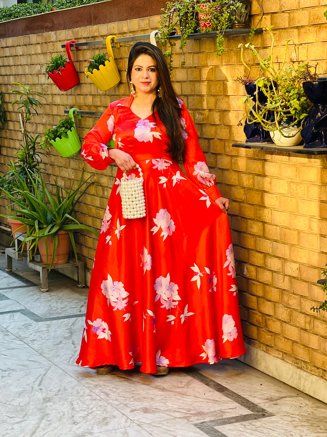 Vermilion Satin Maxi