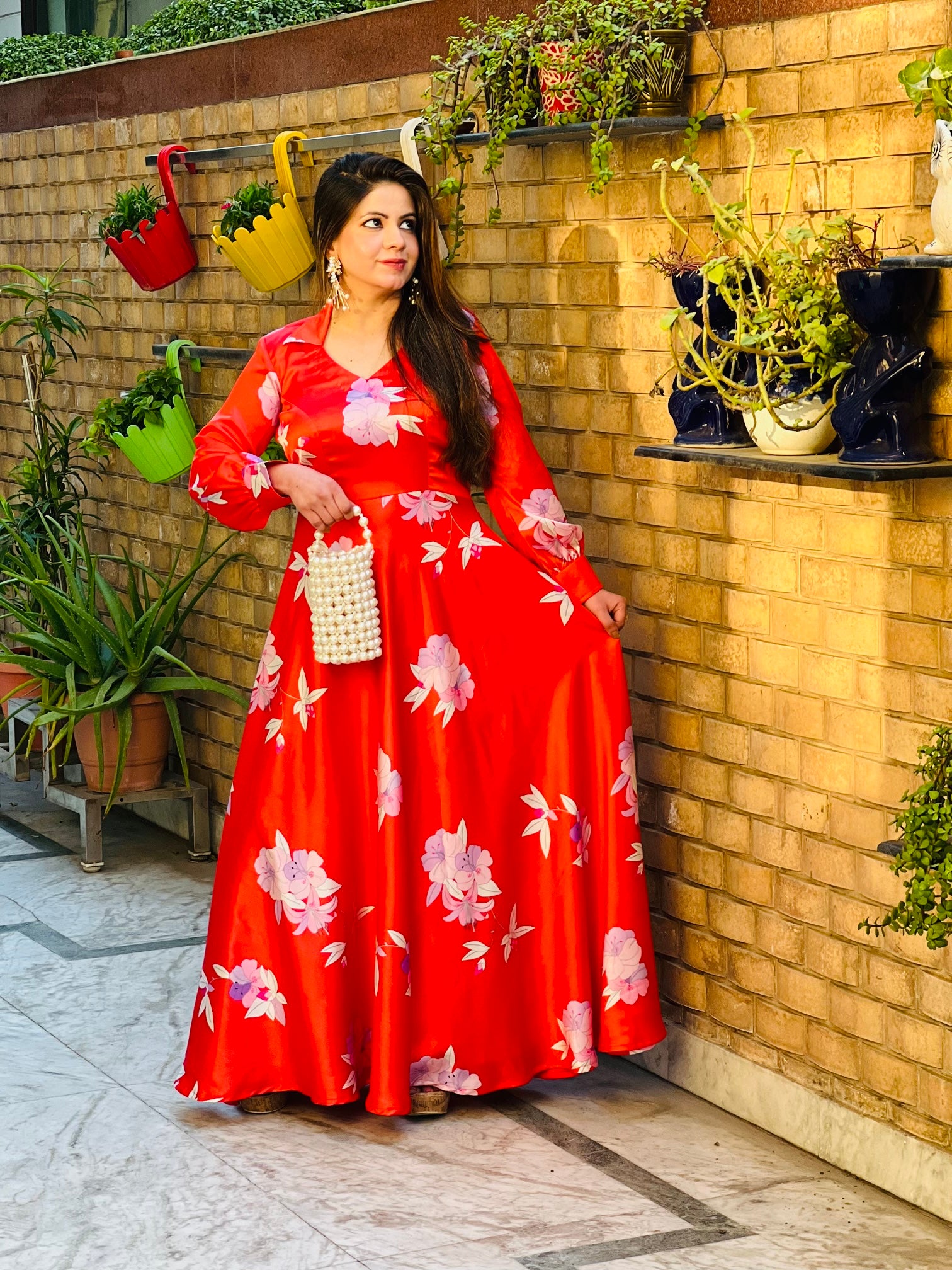 Vermilion Satin Maxi