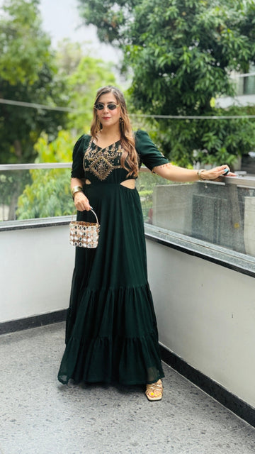 Green Teej Ethnic Maxi