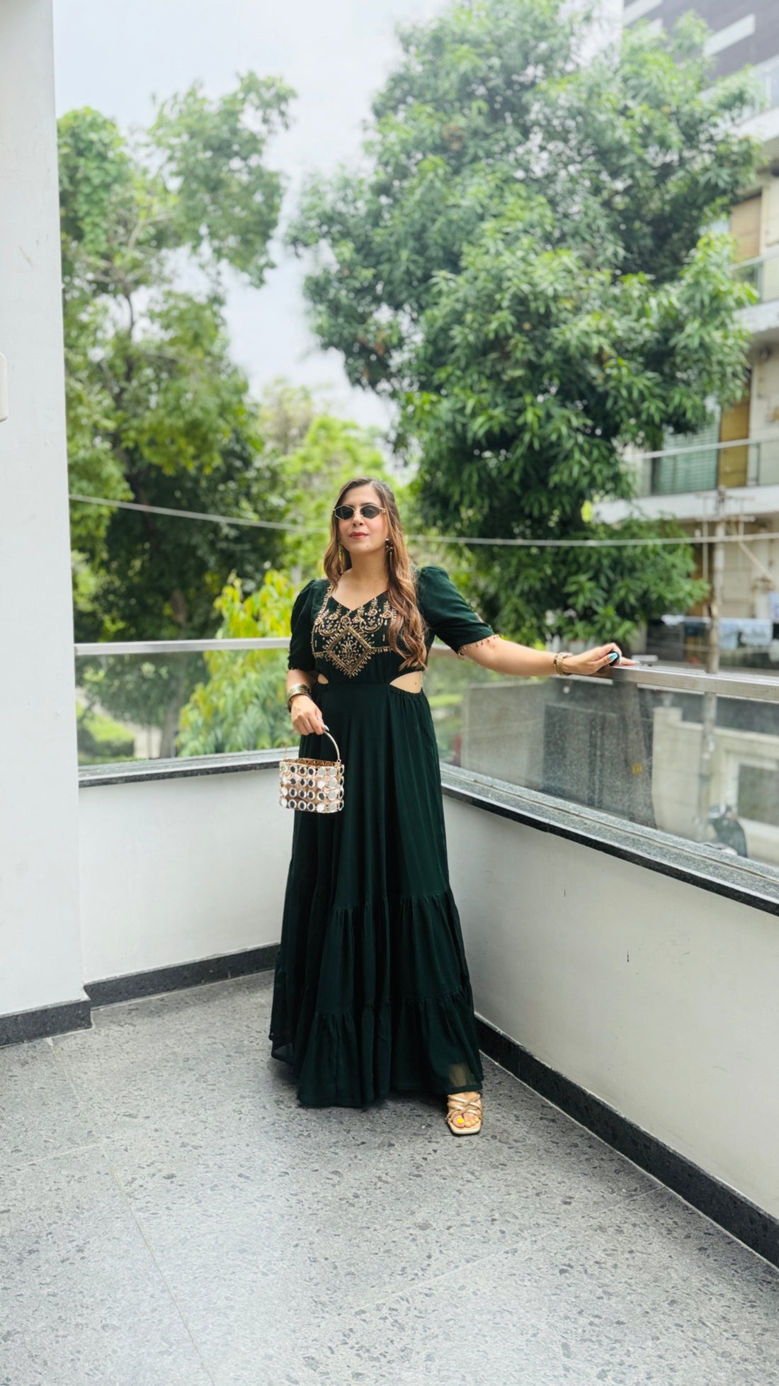 Green Teej Ethnic Maxi