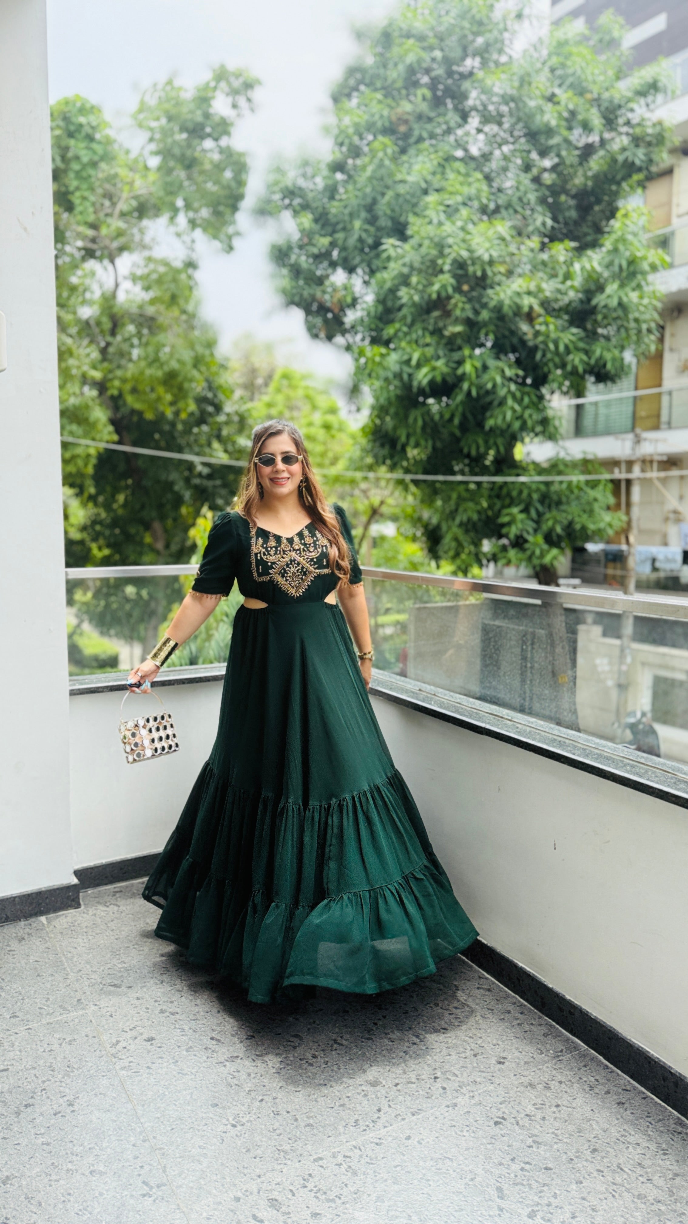 Green Teej Ethnic Maxi