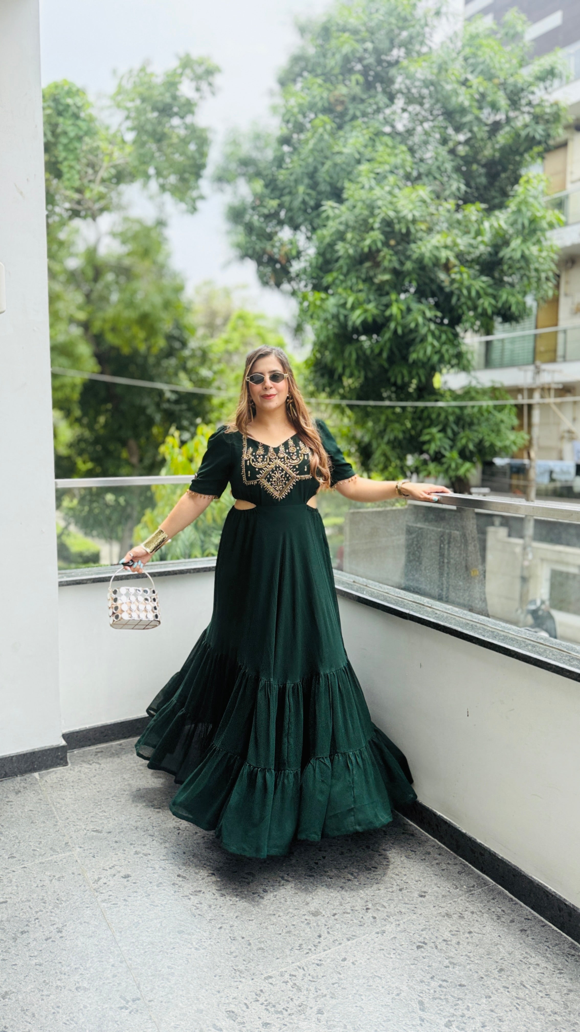 Green Teej Ethnic Maxi