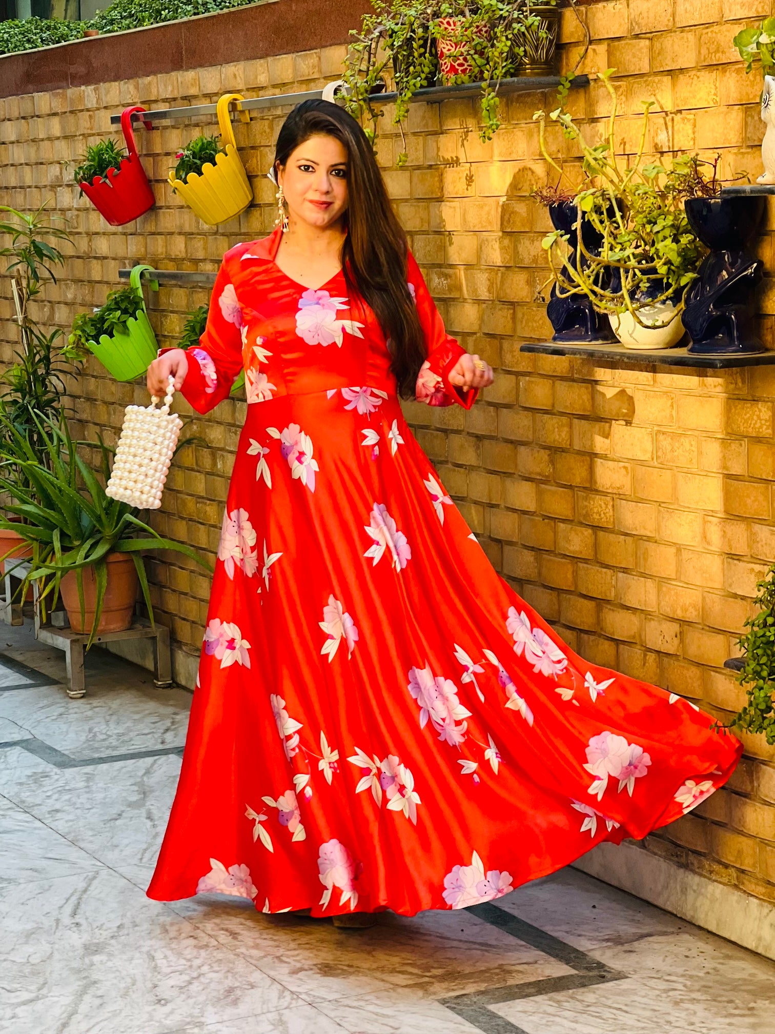 Vermilion Satin Maxi