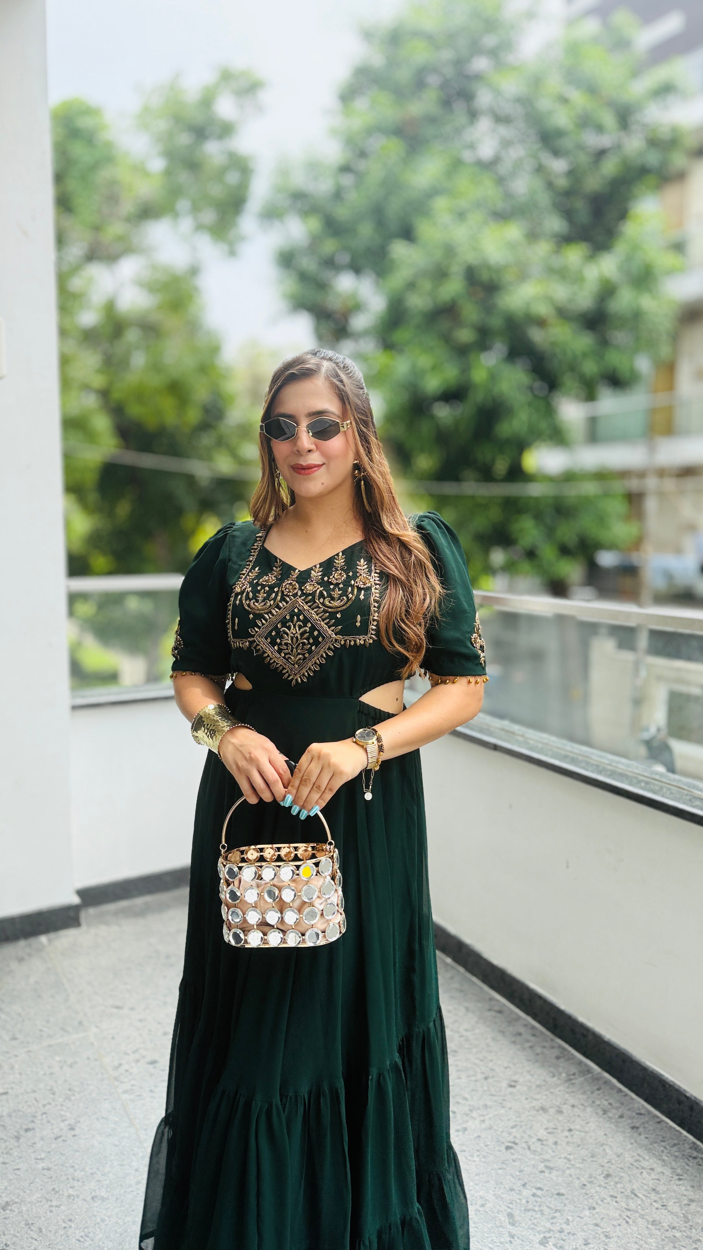 Green Teej Ethnic Maxi