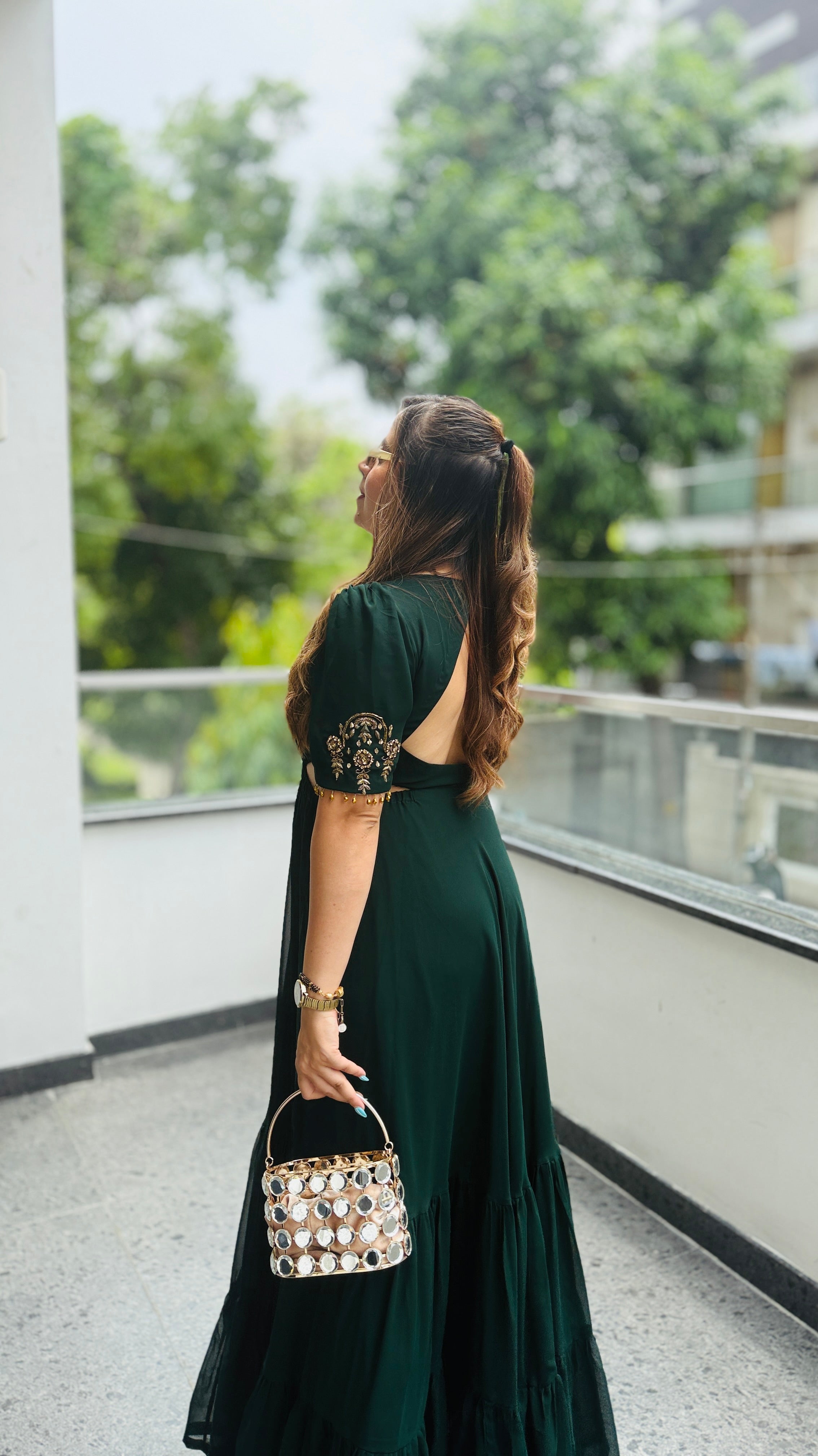 Green Teej Ethnic Maxi