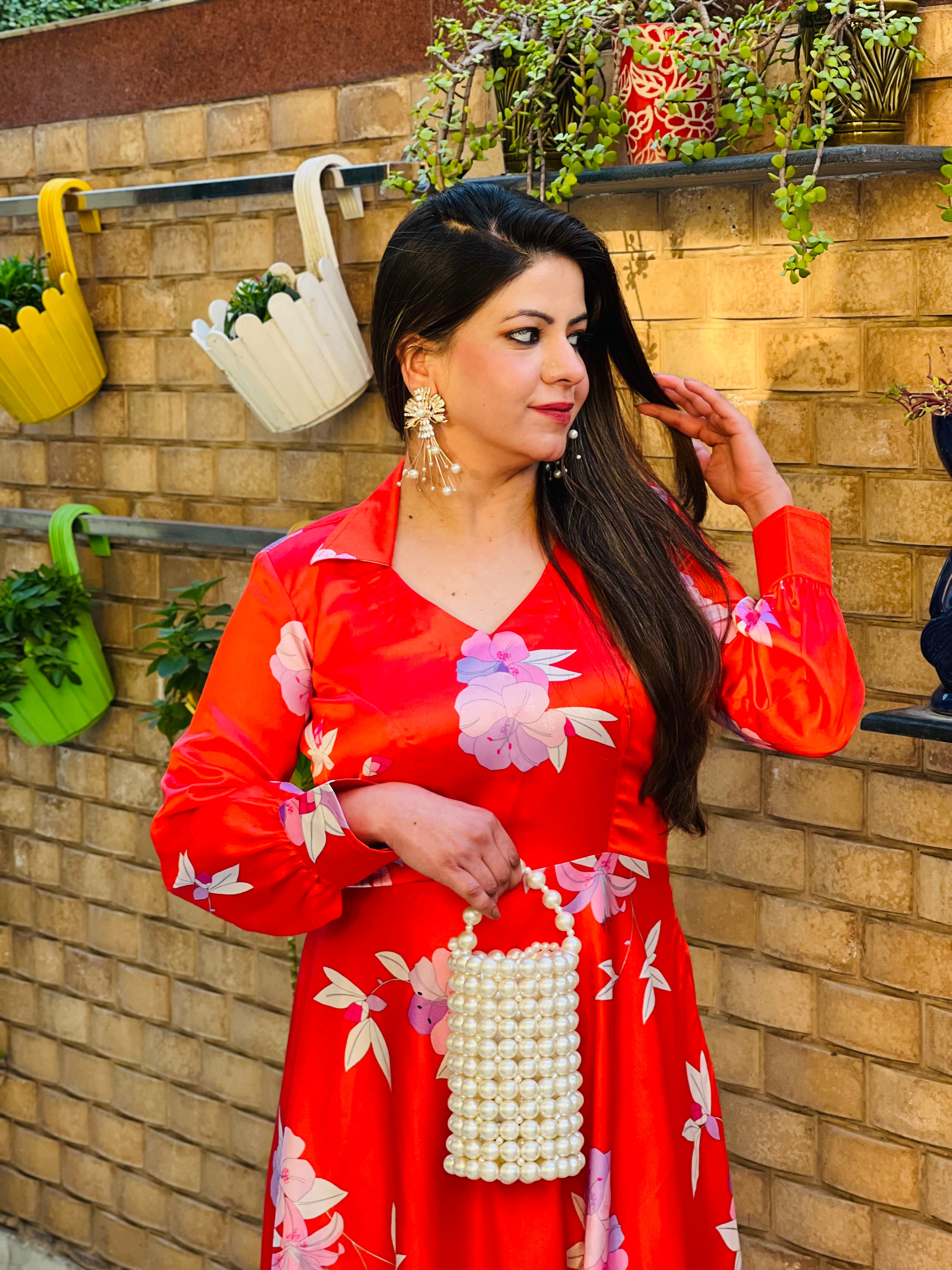 Vermilion Satin Maxi